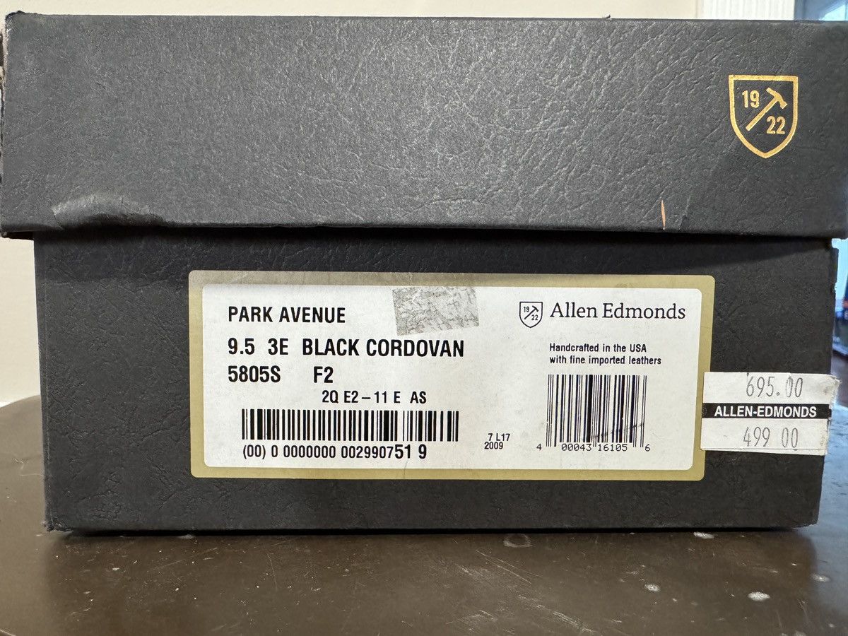 Allen Edmonds Allen Edmonds Park Avenue 9.5 3E Black Cordovan Size US 10.5 / EU 43-44 - 2 Thumbnail