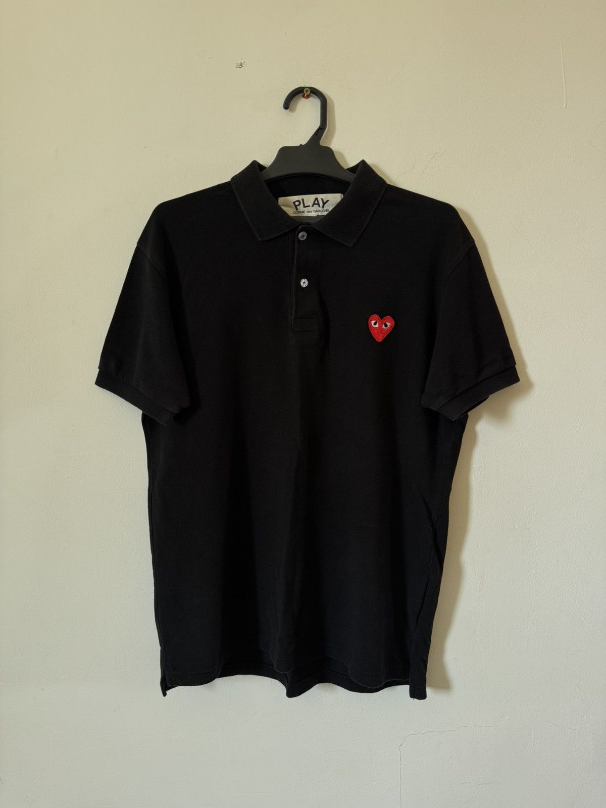 CDG Play Heart Black Polo T-shirt