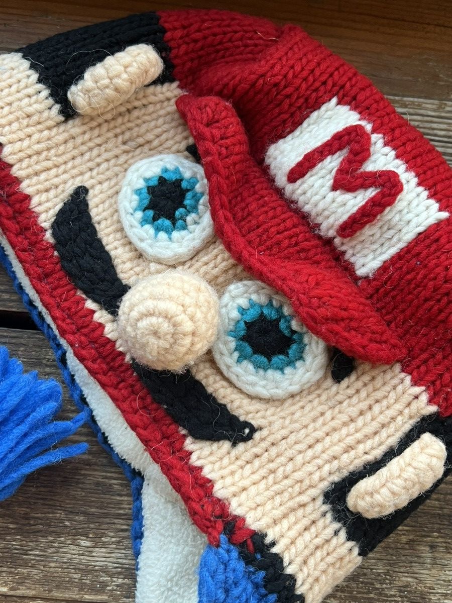 Hat Club Vintage Y2K Super Mario 90s handmade Knit Beanie Hat Cosplay Size ONE SIZE - 8 Thumbnail