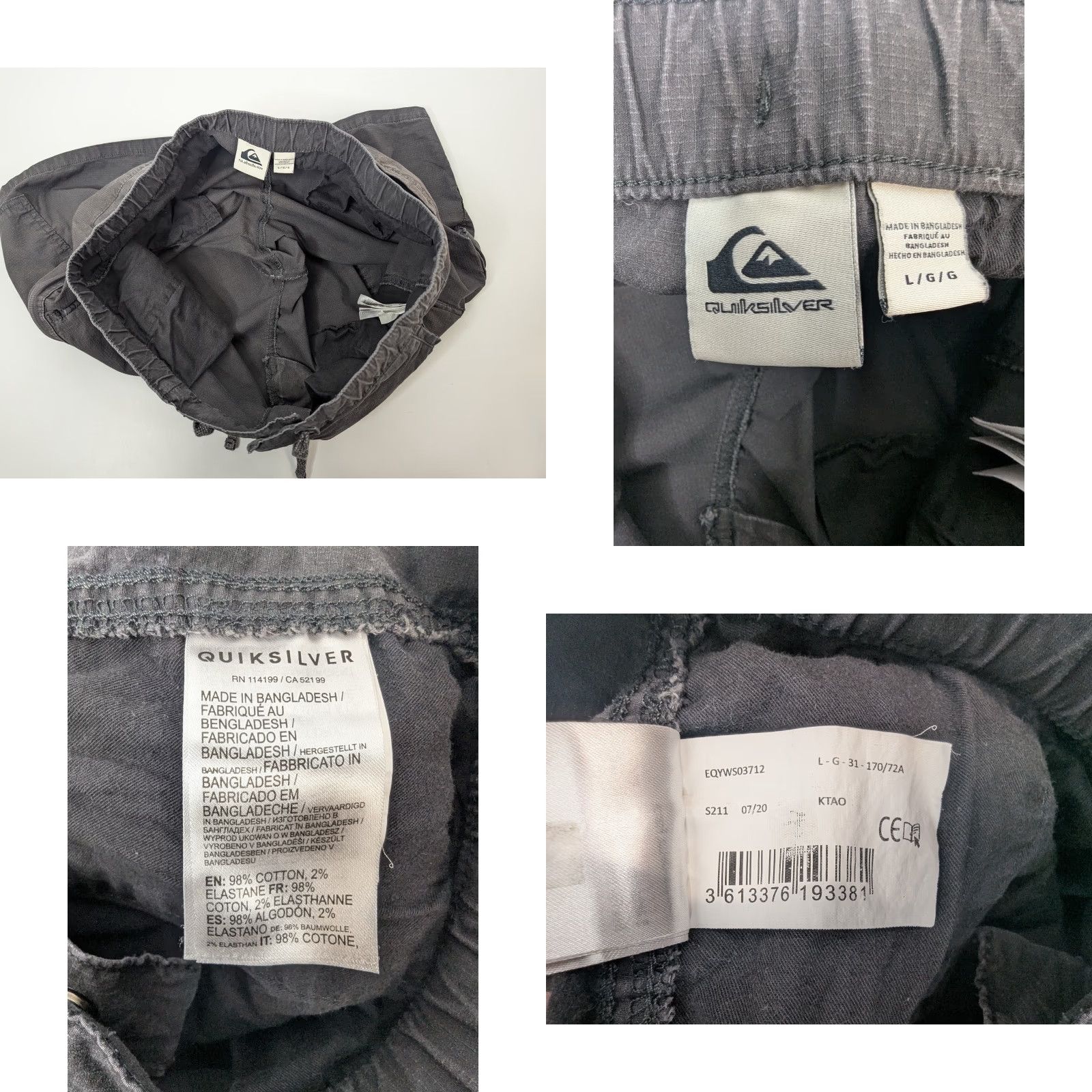 Quiksilver Quiksilver Shorts Mens Size Large Gray Drawstring Cargo Skater Outdoors Ripstop Size US 33 - 8 Thumbnail
