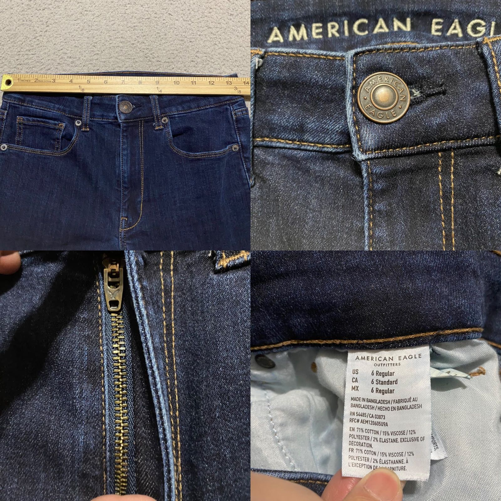 American Eagle Outfitters American Eagle Womens sz 6 Jeans Blue Denim Dark Wash High Rise Skinny Leg Size 28" / US 6 / IT 42 - 8 Thumbnail