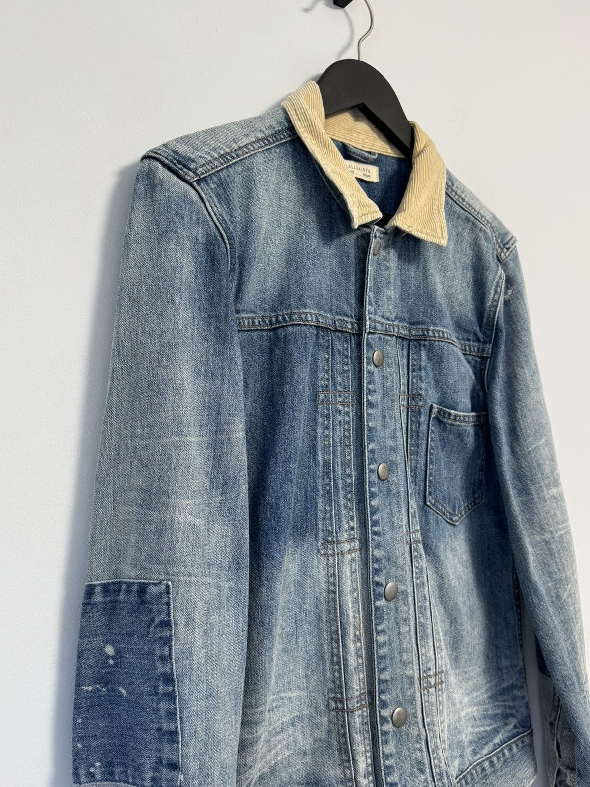 Allsaints AllSAINTS Iren Men's Distressed Denim Jacket Mid Indigo Size US M / EU 48-50 / 2 - 9 Thumbnail