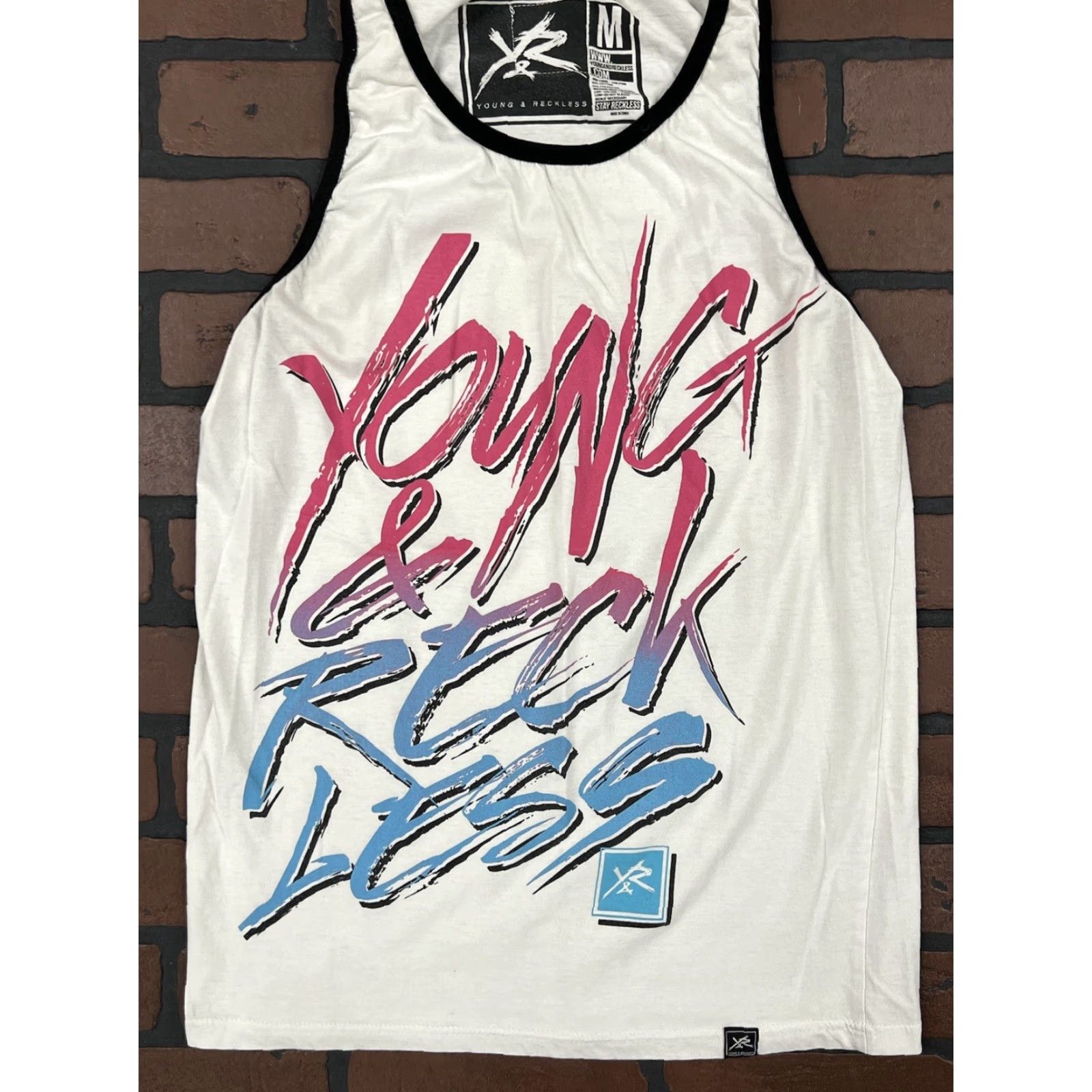 Etro Young & Reckless Tank Top Medium White Graphic Print Retro T-Shirt Mens M Size US M / EU 48-50 / 2 - 2 Thumbnail