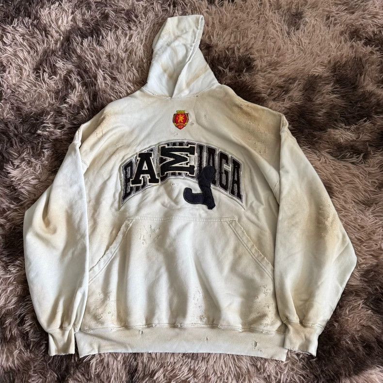 Balenciaga Logo Print Hoodie White