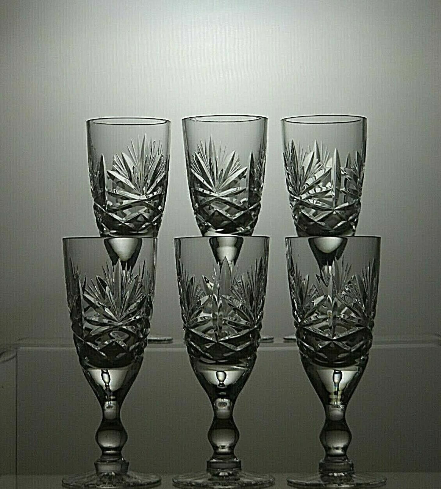 The Unbranded Brand Vintage Lead Crystal Cut Glass Set Of 6 Liqueur Glasses Size ONE SIZE - 3 Thumbnail