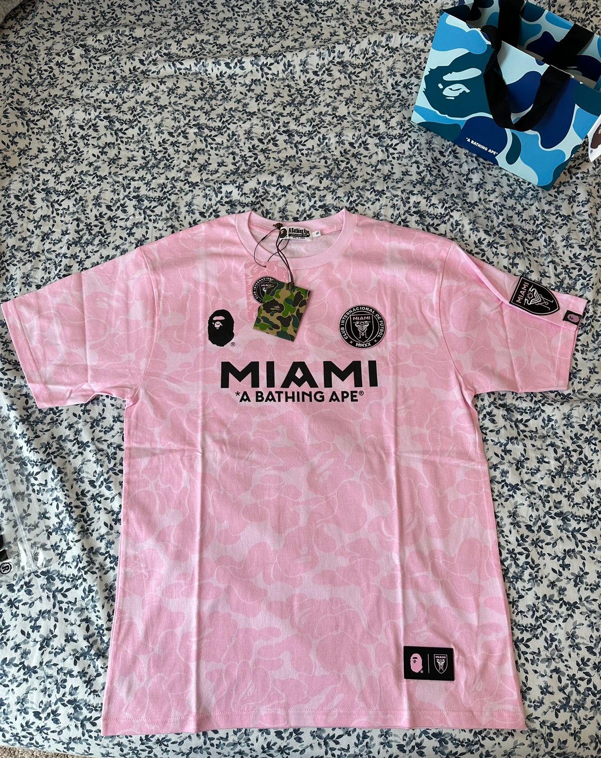 Pre-owned Bape X Inter Miami Pink Camo Jersey Shirt Xl