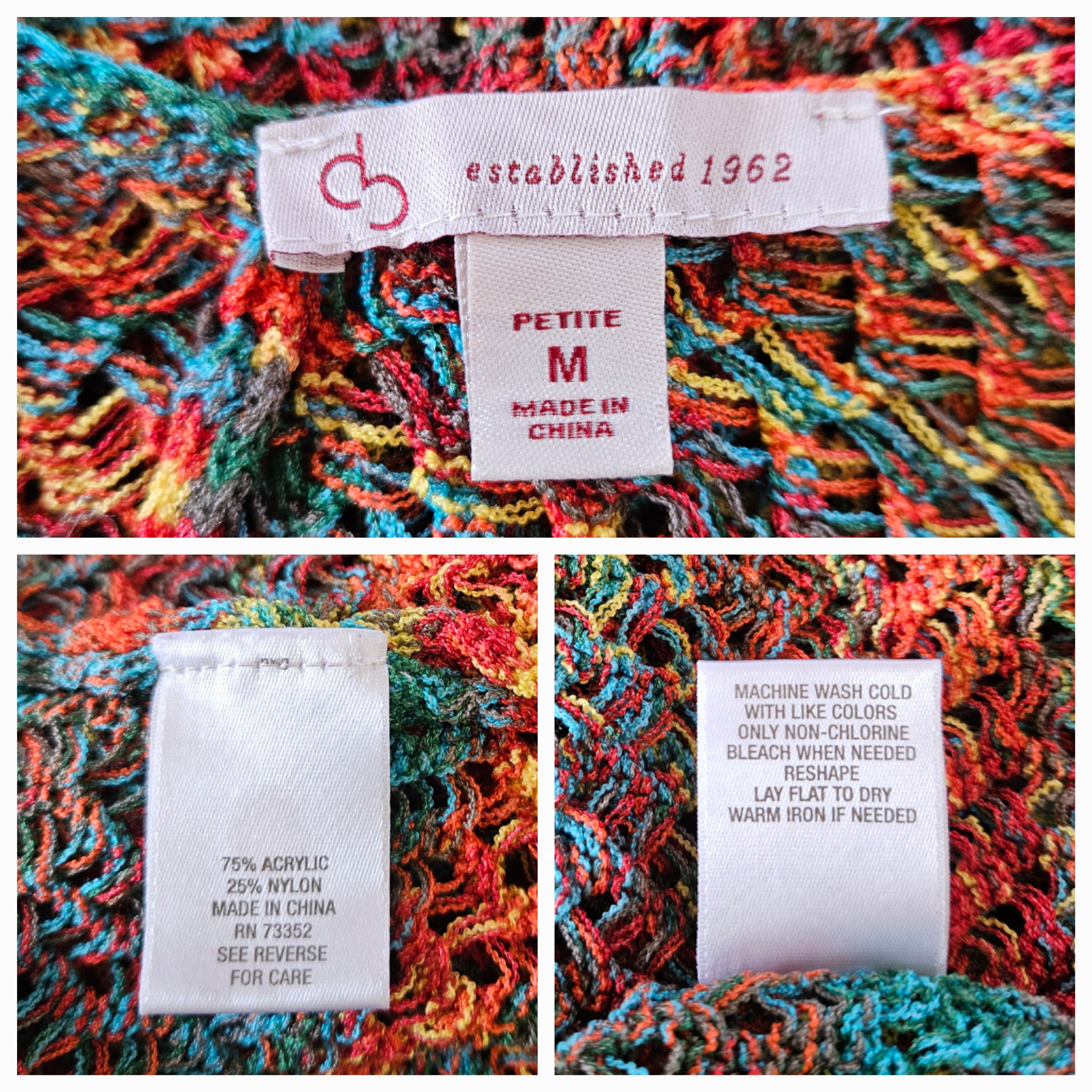 Other Dressbarn Sze M NEW Crochet Top Rainbow V Neck 1/2 Elbow Size M / US 6-8 / IT 42-44 - 9 Thumbnail