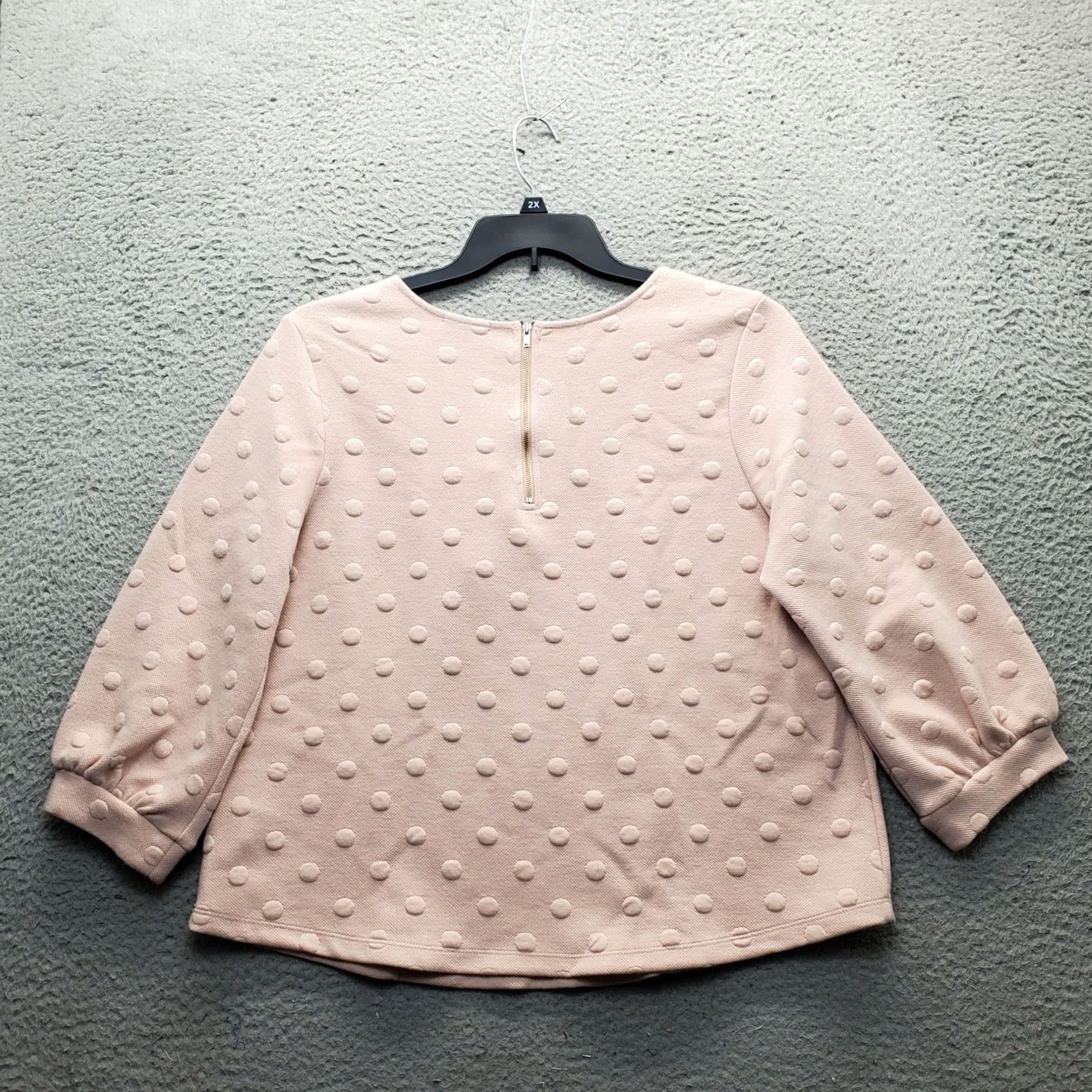 Pinko W5 Sweater Womens XL Pink Knit Raglan Sleeve Polka Dot Quarter Zip Back Size XL / US 12-14 / IT 48-50 - 2 Thumbnail