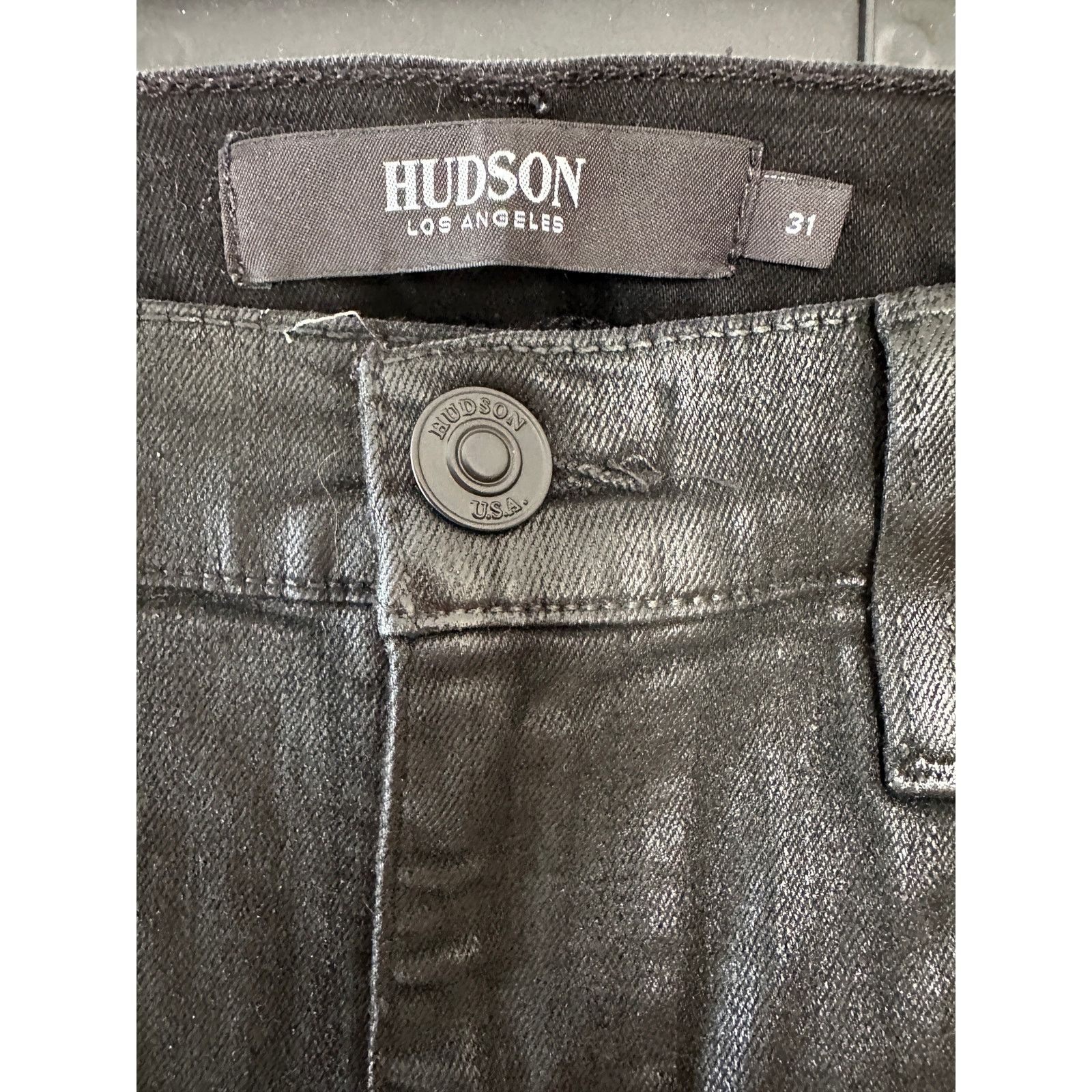 Hudson Hudson Jeans Black Wax Style Barbara Straight Ankle Size 31" - 3 Thumbnail