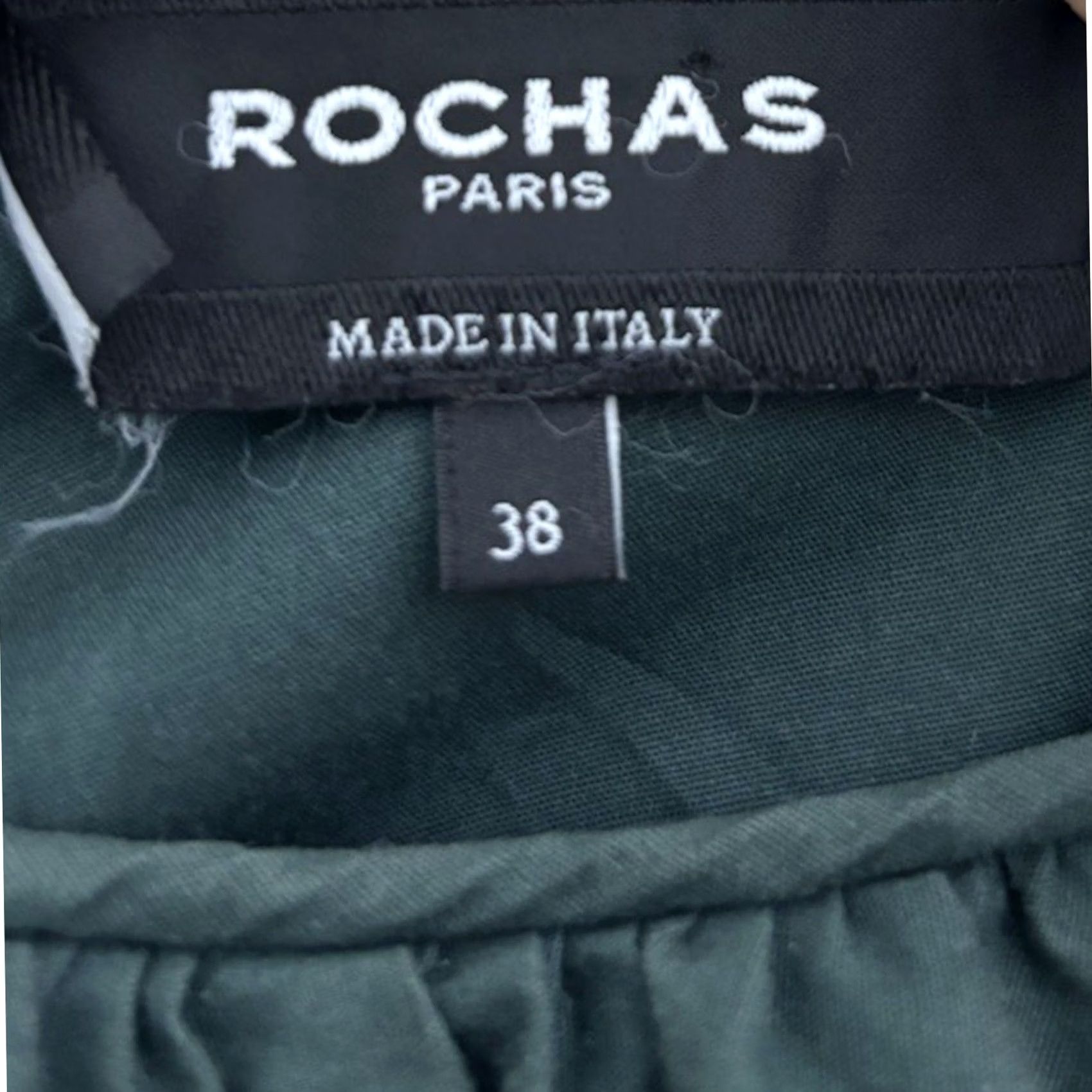 Rochas Rochas Paris Ruffle Top Green Solid Cotton Women Size 38 Size XS / US 0-2 / IT 36-38 - 5 Thumbnail