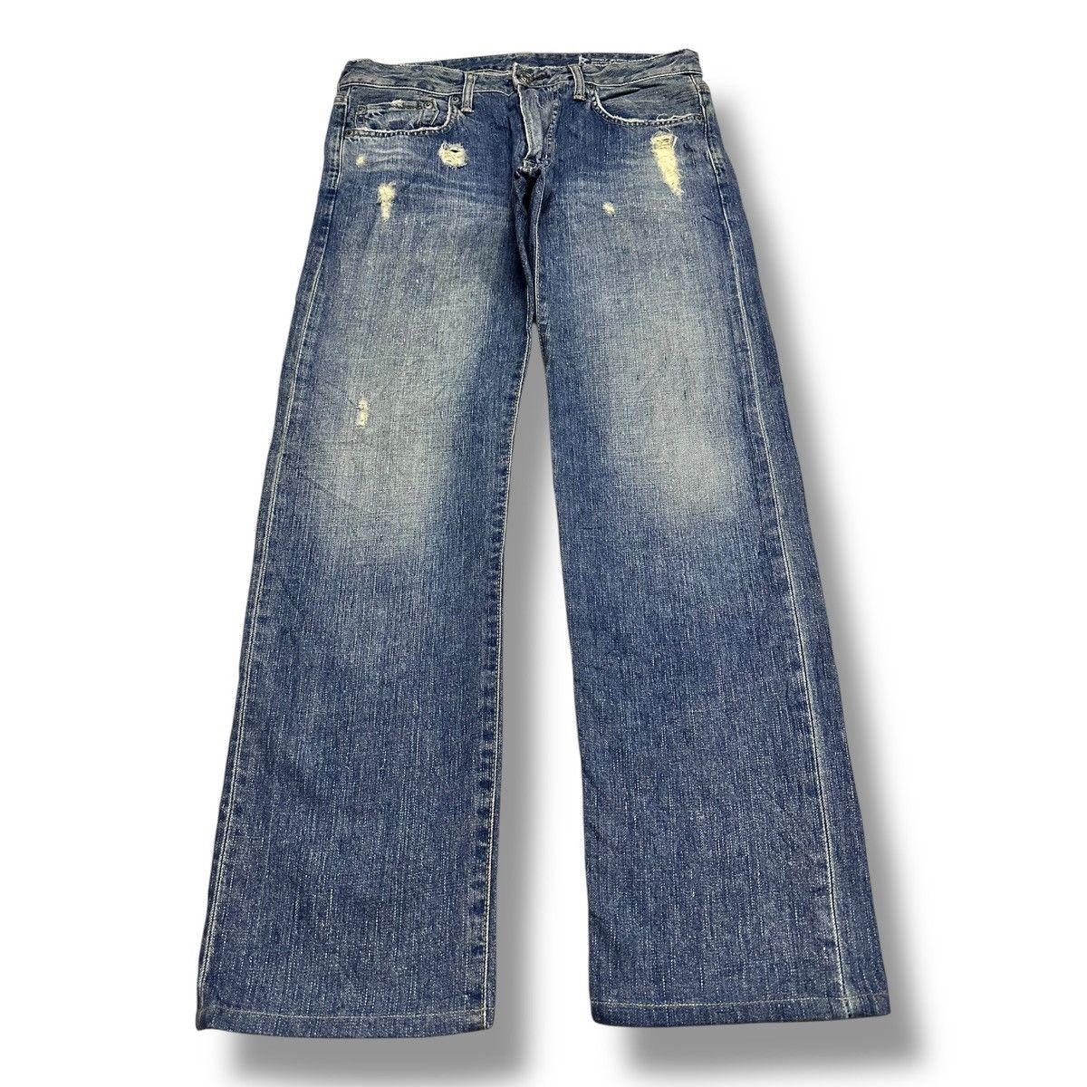 Edwin Edwin 502R Vintage 90's Distressed Baggy Loose & Faded Wash Size US 33 - 1 Thumbnail