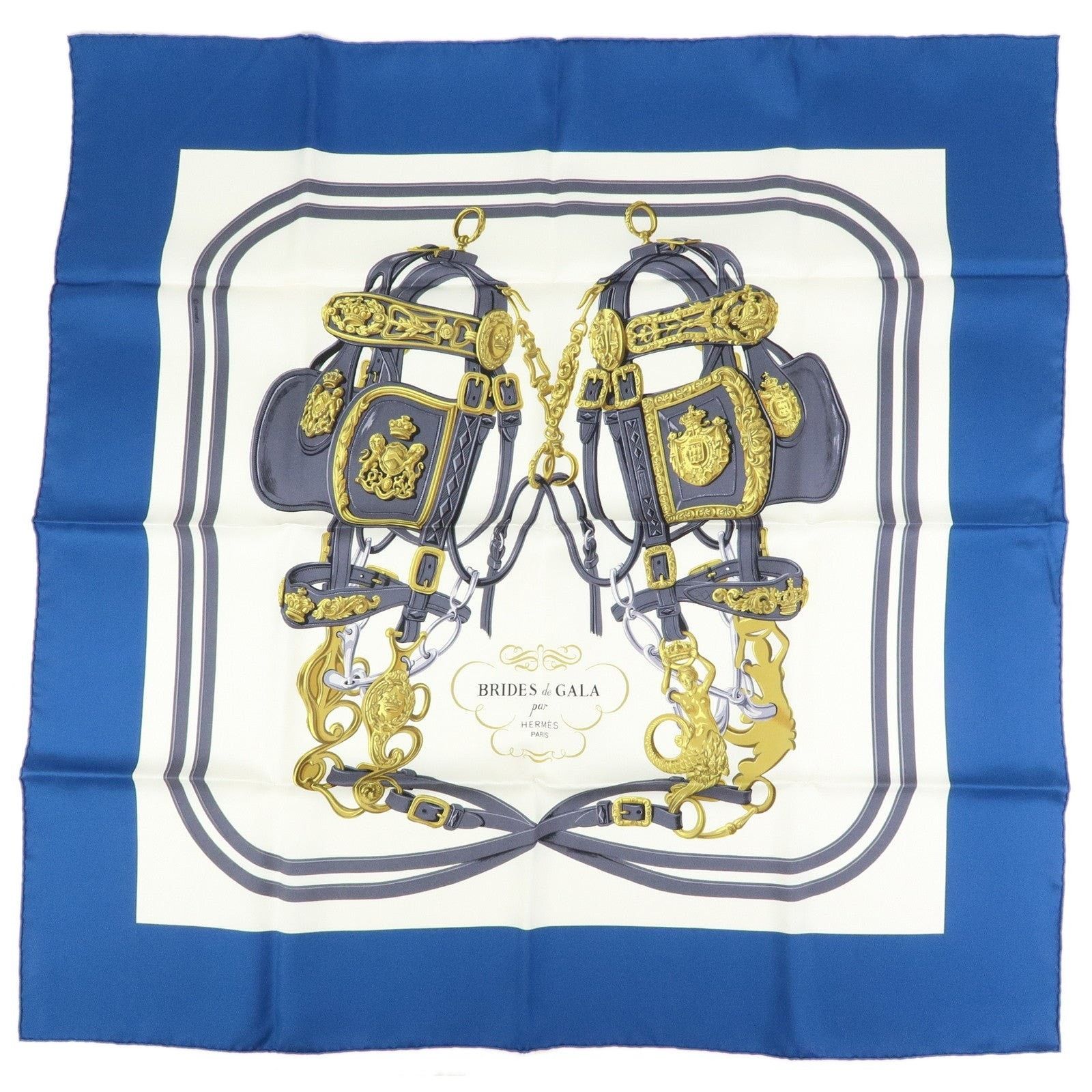 Hermes Hermes Brides de Gala Carre 90 Silk Scarf Blue Size ONE SIZE - 1 Thumbnail