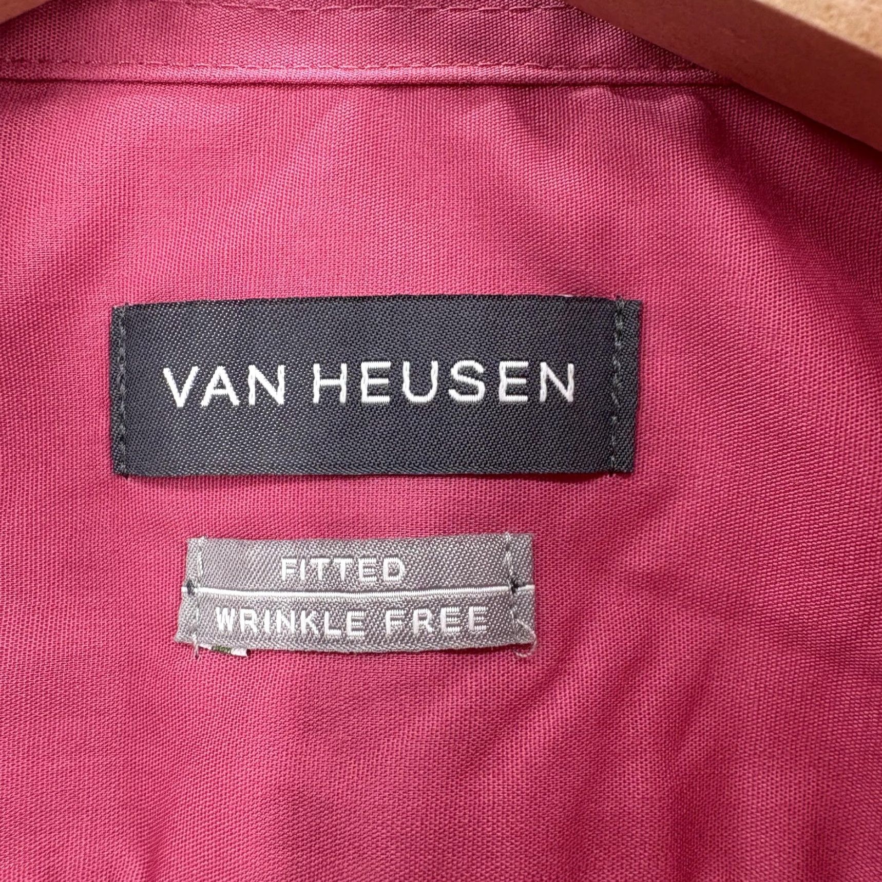 Van Heusen Van Heusen Dress Shirt Mens 15 32/33 M Desert Rose Fitted Wrinkle Free NWT Size 40R - 4 Thumbnail