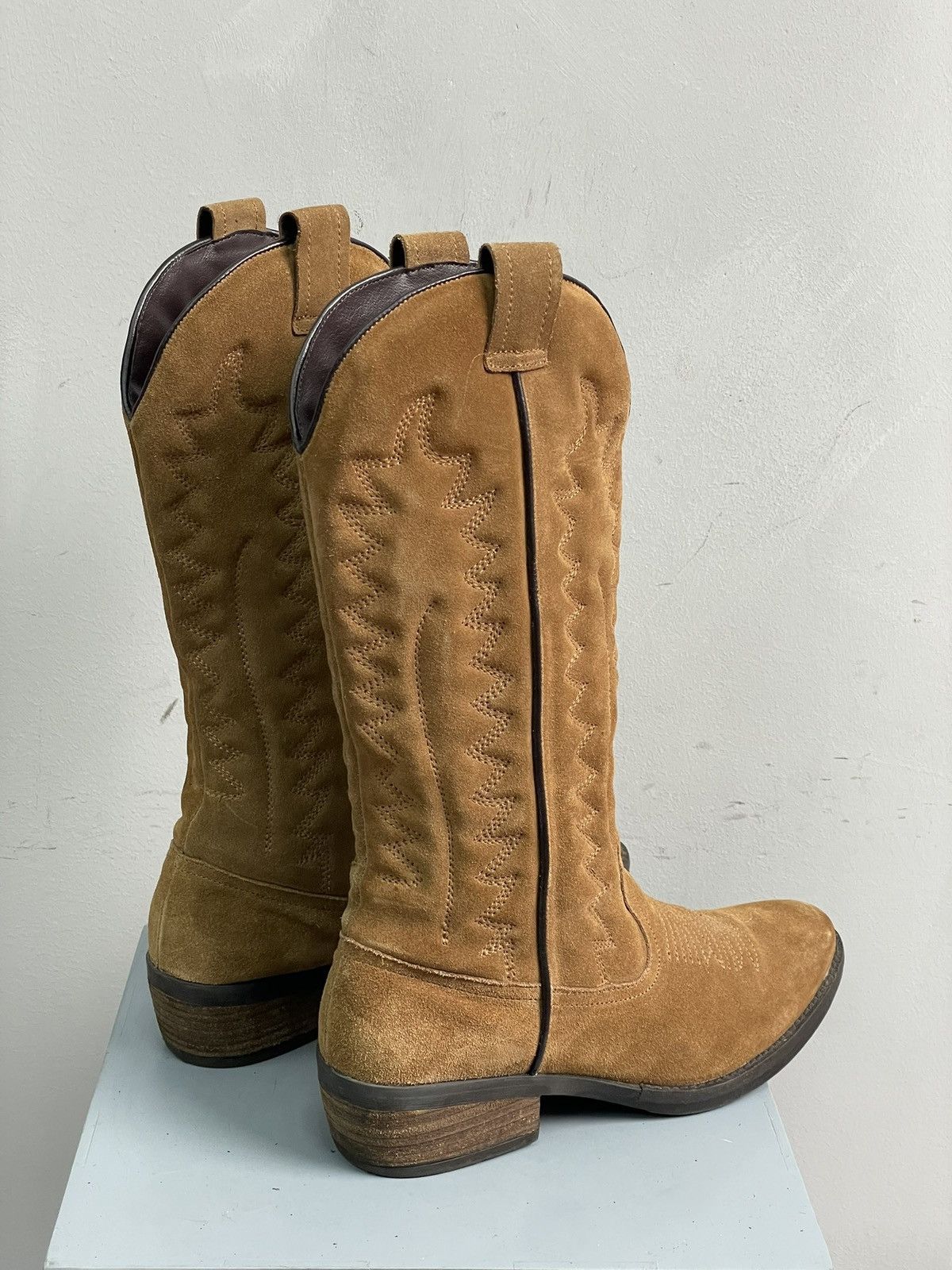 Western Rise Vintage moto western moto boots leather suede retro punk Size US 8 / EU 41 - 4 Thumbnail