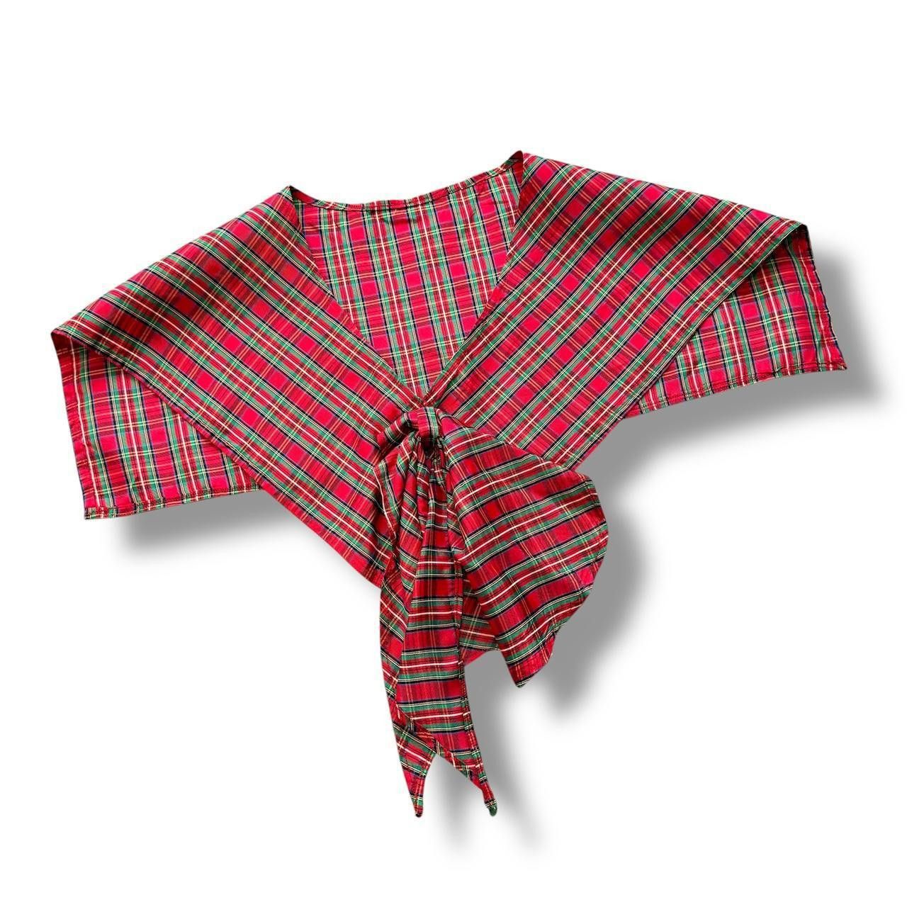 Designer Red Plaid Collar Size ONE SIZE - 1 Thumbnail