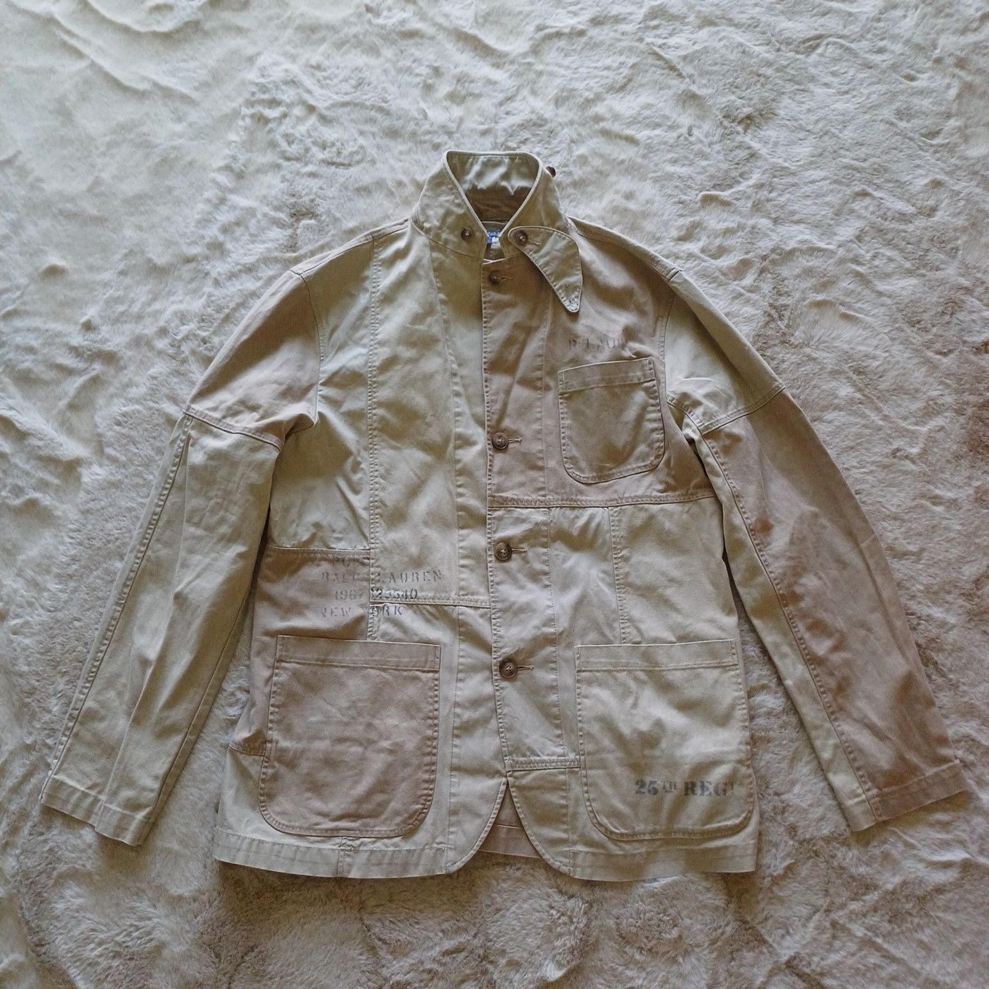 Polo Ralph Lauren Polo Ralph Lauren Blazer Jacket Coat Beige Patchwork Vintage Size 40L - 1 Thumbnail