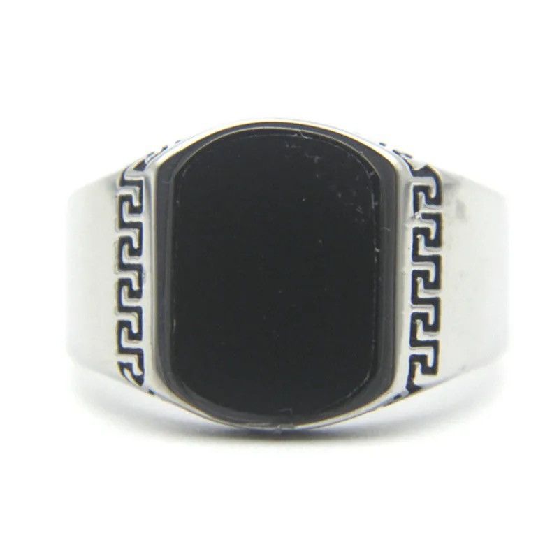 Vintage Solid Black Stone Ring Stainless Steel Size ONE SIZE - 2 Thumbnail