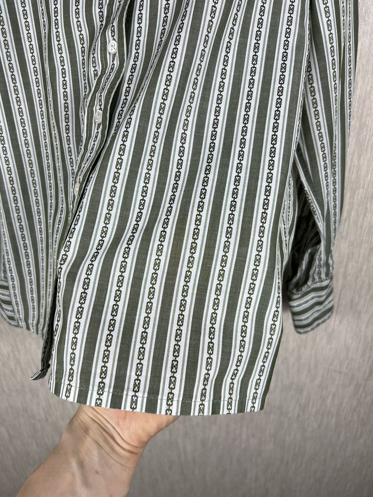Celine Vintage Celine striped chain logo button up shirt luxury Size S / US 4 / IT 40 - 4 Thumbnail