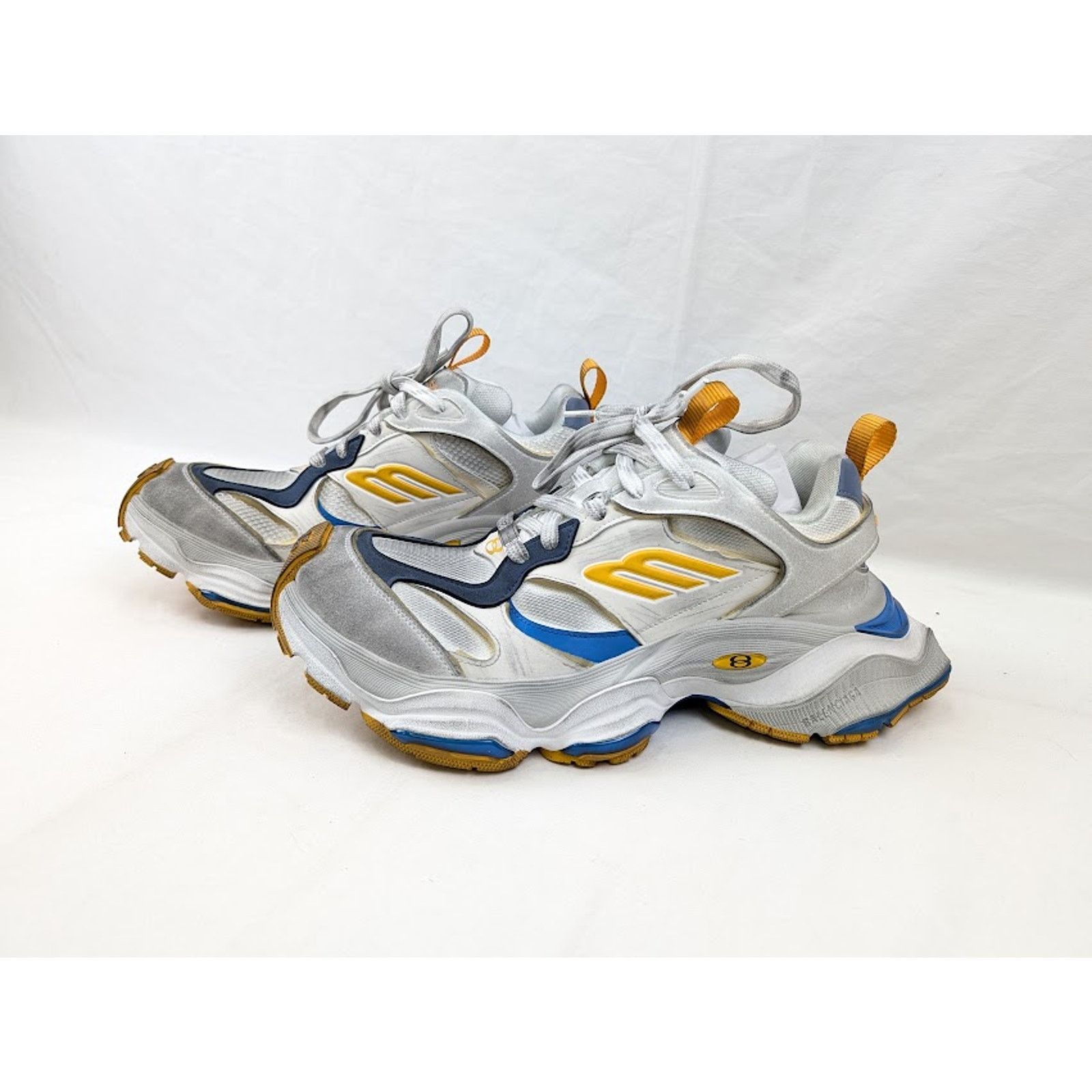 Balenciaga o1rshd1 Cargo Suede Low-Top Sneakers White/Grey/Orange/Blue Size US 10 / EU 43 - 17 Thumbnail