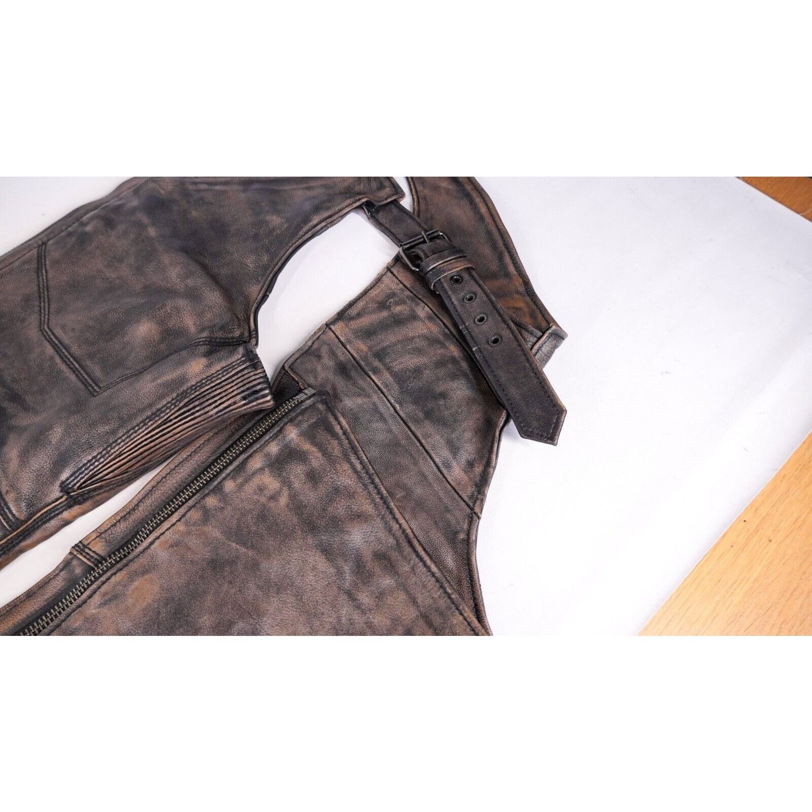Other Leather Chaps Motorcycle Leggings Adjustable Belt Pants 3XL Size US 36 / EU 52 - 6 Thumbnail
