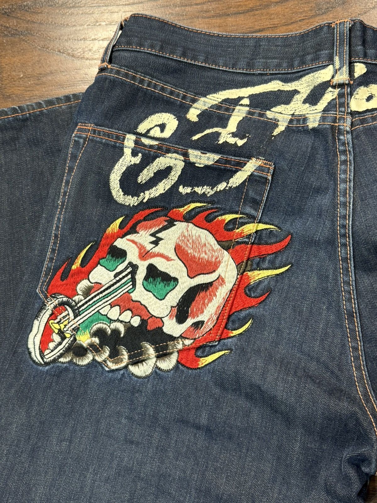 Ed Hardy Ed Hardy Jeans Embroidered Denim Relaxed Skull 40x34 Size US 40 / EU 56 - 8 Thumbnail