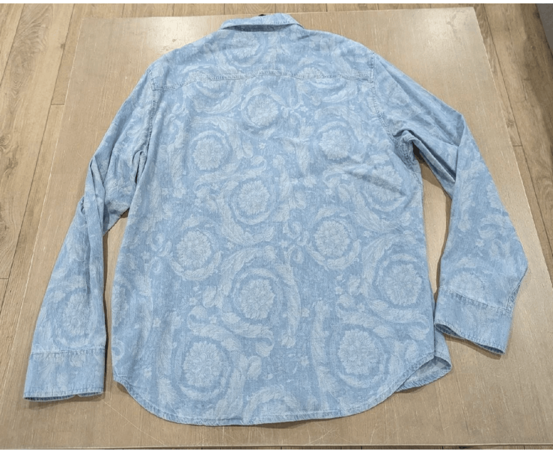 Versace VERSACE Baroque Cotton LS Button Up Shirt Light Blue 50 Size US M / EU 48-50 / 2 - 4 Thumbnail