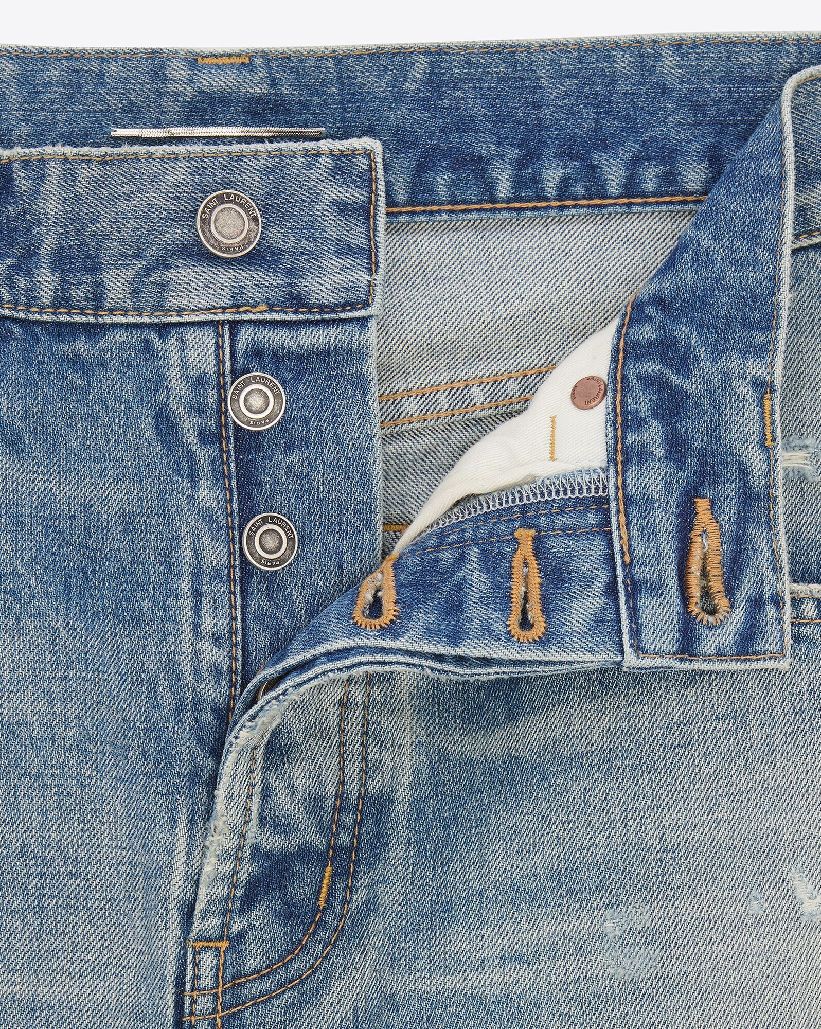 Saint Laurent Paris o1s1wg110325 775736 Long Baggy Jeans in Denim Blue Size US 31 - 4 Thumbnail