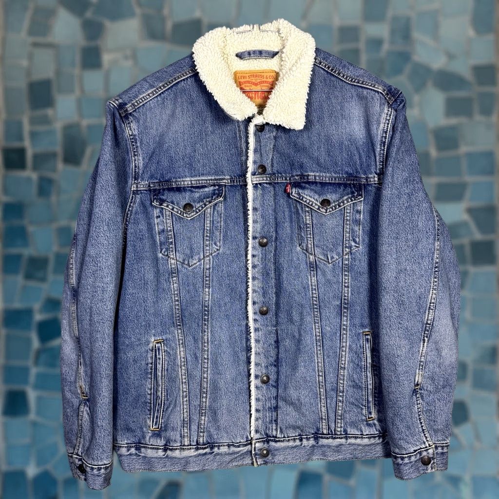 Levi's VINTAGE Levi's Jacket Men XL Denim Trucker Lined Sherpa Bomber Utility 90s Hip Hop USA Mens Size US XL / EU 56 / 4 - 1 Thumbnail
