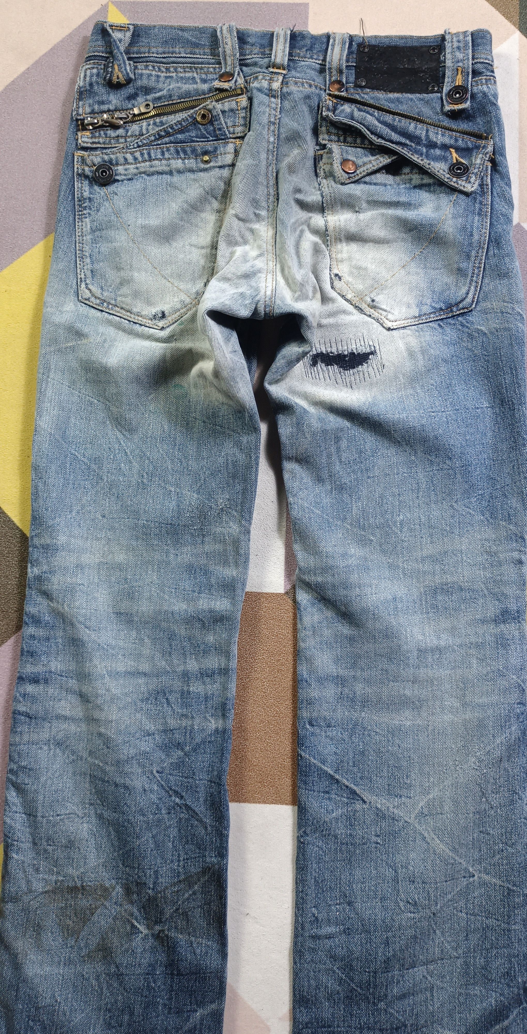 If Six Was Nine × Japanese Brand Army Of no! Honeycomb Distressed Jeans Size US 31 - 4 Thumbnail