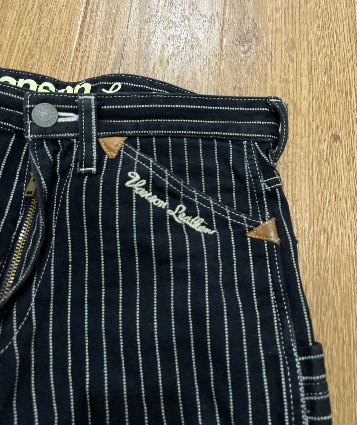 Vanson Leathers Vanson Leather Wabash Stripe Buckle Back Carpenter Pants Size US 31 - 9 Thumbnail