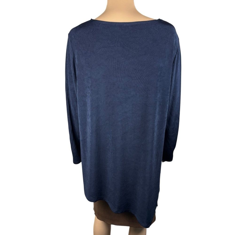 Chicos Chico's Travelers Blue Liquid Knit Cowl Neck Asymmetrical H Size XL / US 12-14 / IT 48-50 - 4 Thumbnail