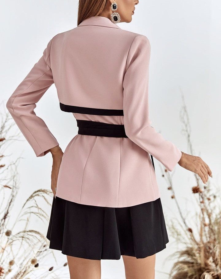 Designer × Other NWT, Lavishly Paris Pink Long Sleeve Skirt Suit Dress. Size M / US 6-8 / IT 42-44 - 13 Thumbnail