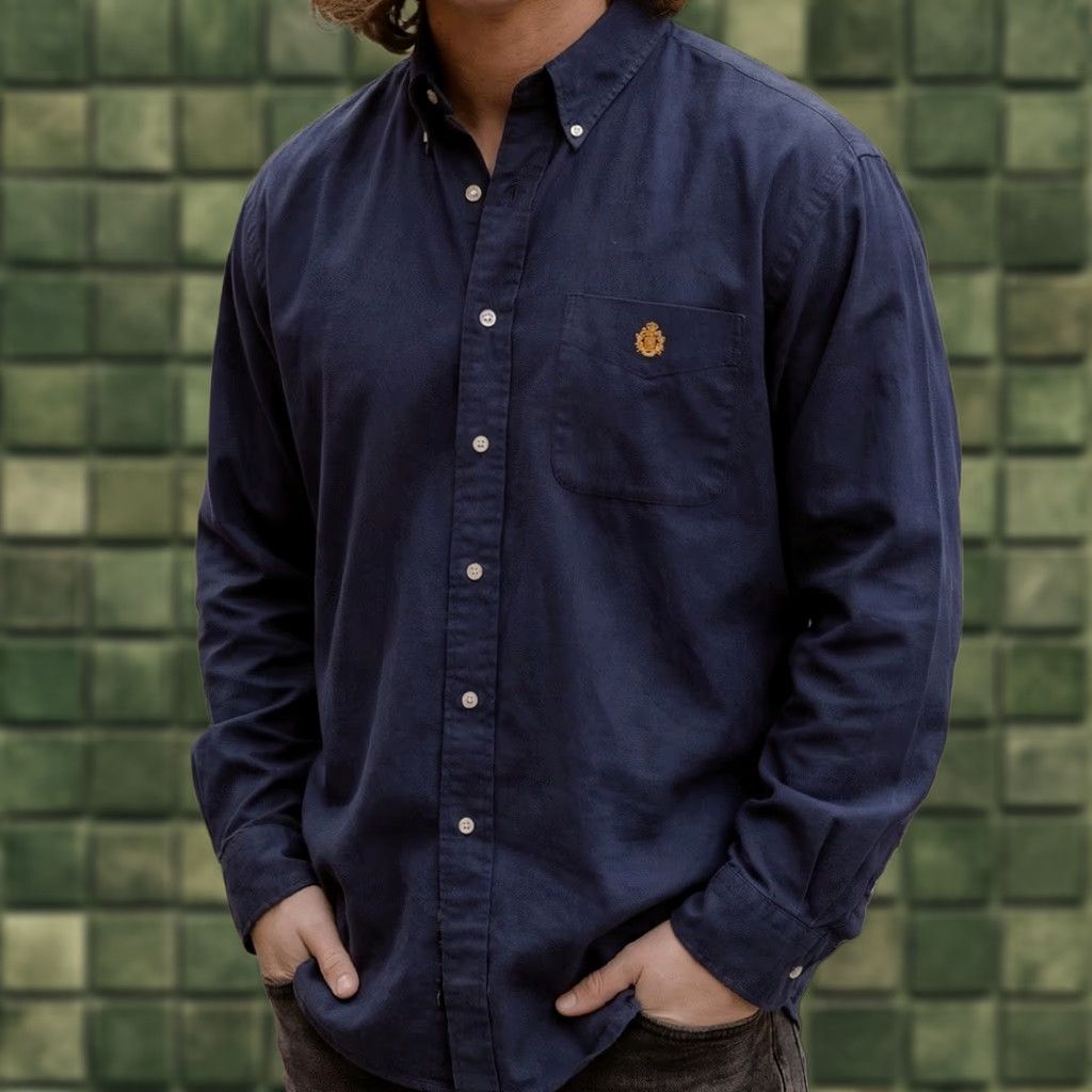 Polo Ralph Lauren VINTAGE Polo Ralph Lauren Shirt Men XL Classic Fit Long Sleeve Button- Down Crest Blue 90s Retro Logo Button-Up Mens Size US XL / EU 56 / 4 - 1 Thumbnail