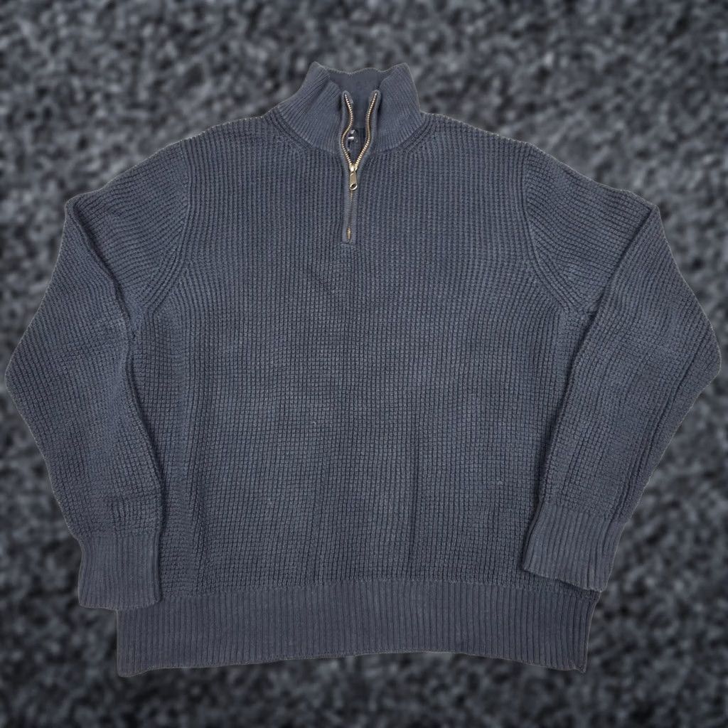 J.Crew J.CREW Mens XL Blue Long Sleeve Pullover Sweater Oarsman Half Zip Waffle Knit Size US XL / EU 56 / 4 - 1 Thumbnail