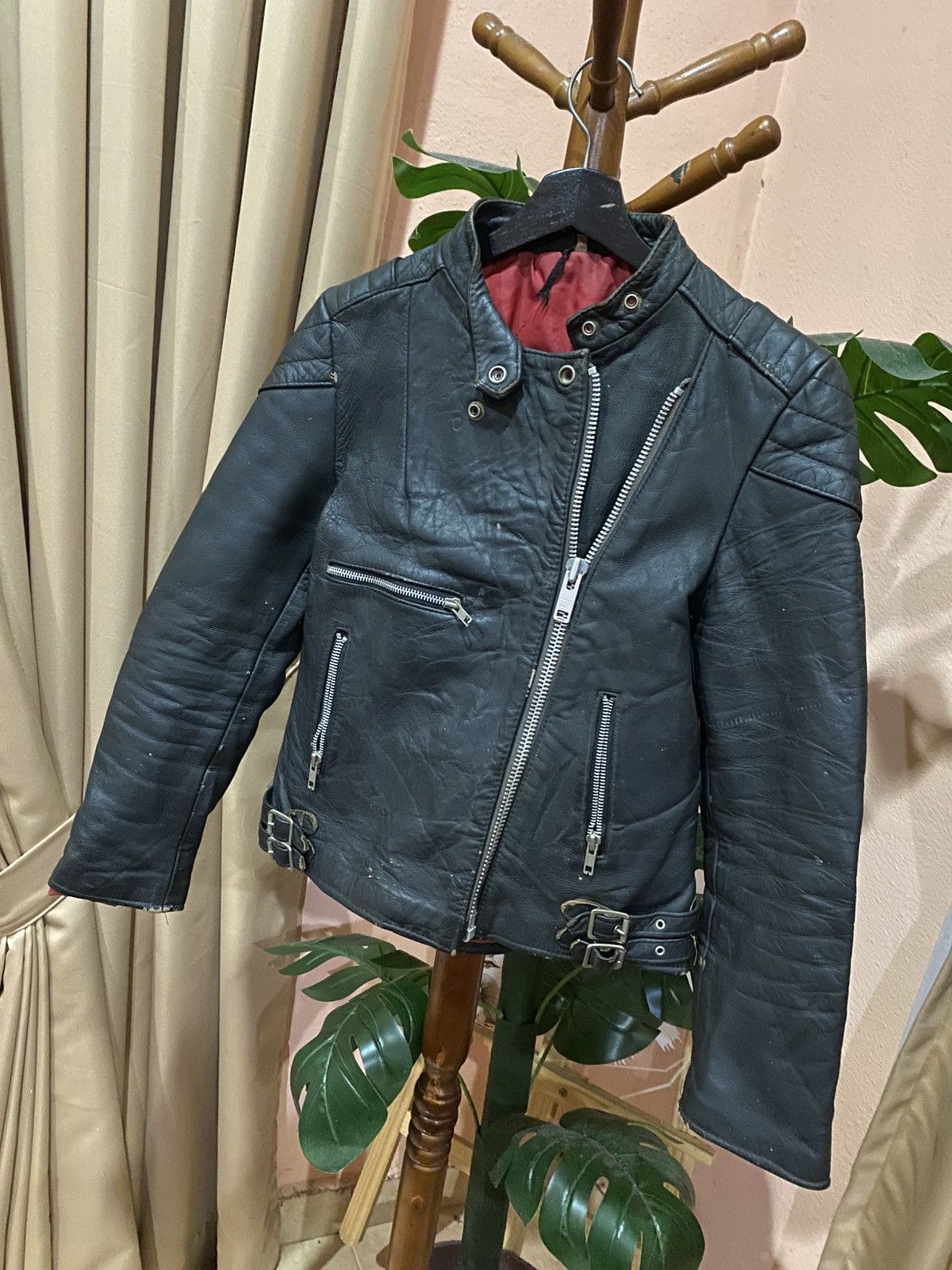 Other Vintage Black Leather Biker Jacket Made England Real Leather Size US S / EU 44-46 / 1 - 2 Thumbnail