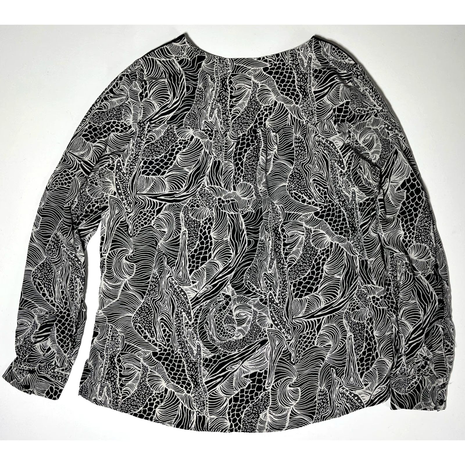Diane von Furstenberg DVF Diane von Furstenberg Louisa Long Sleeve Silk Top Sz 12 Women’s Blouse Size XL / US 12-14 / IT 48-50 - 5 Thumbnail