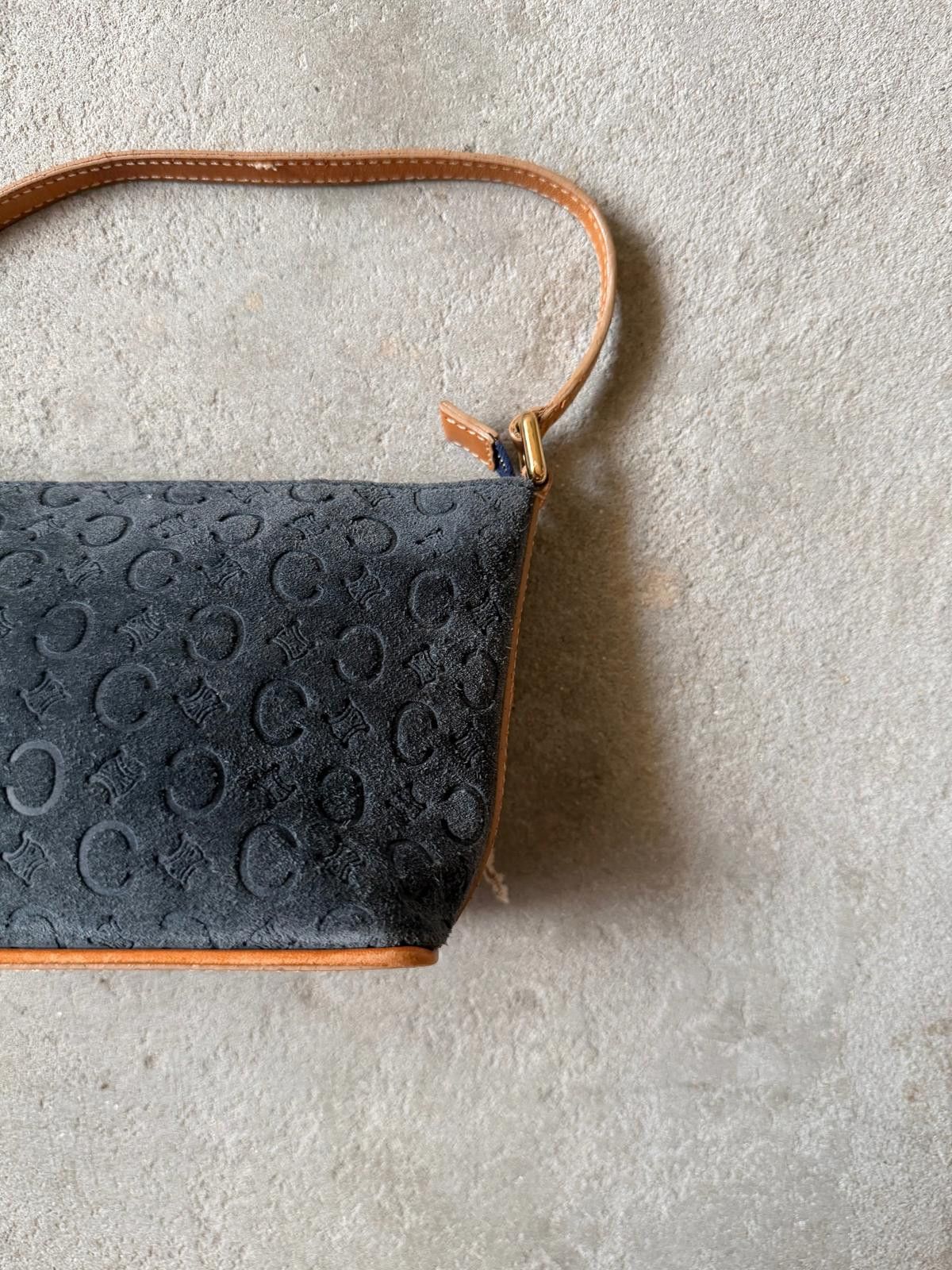 Celine Celine C Macadam Suede Mini Shoulder Bag Navy/Beige Size ONE SIZE - 6 Thumbnail