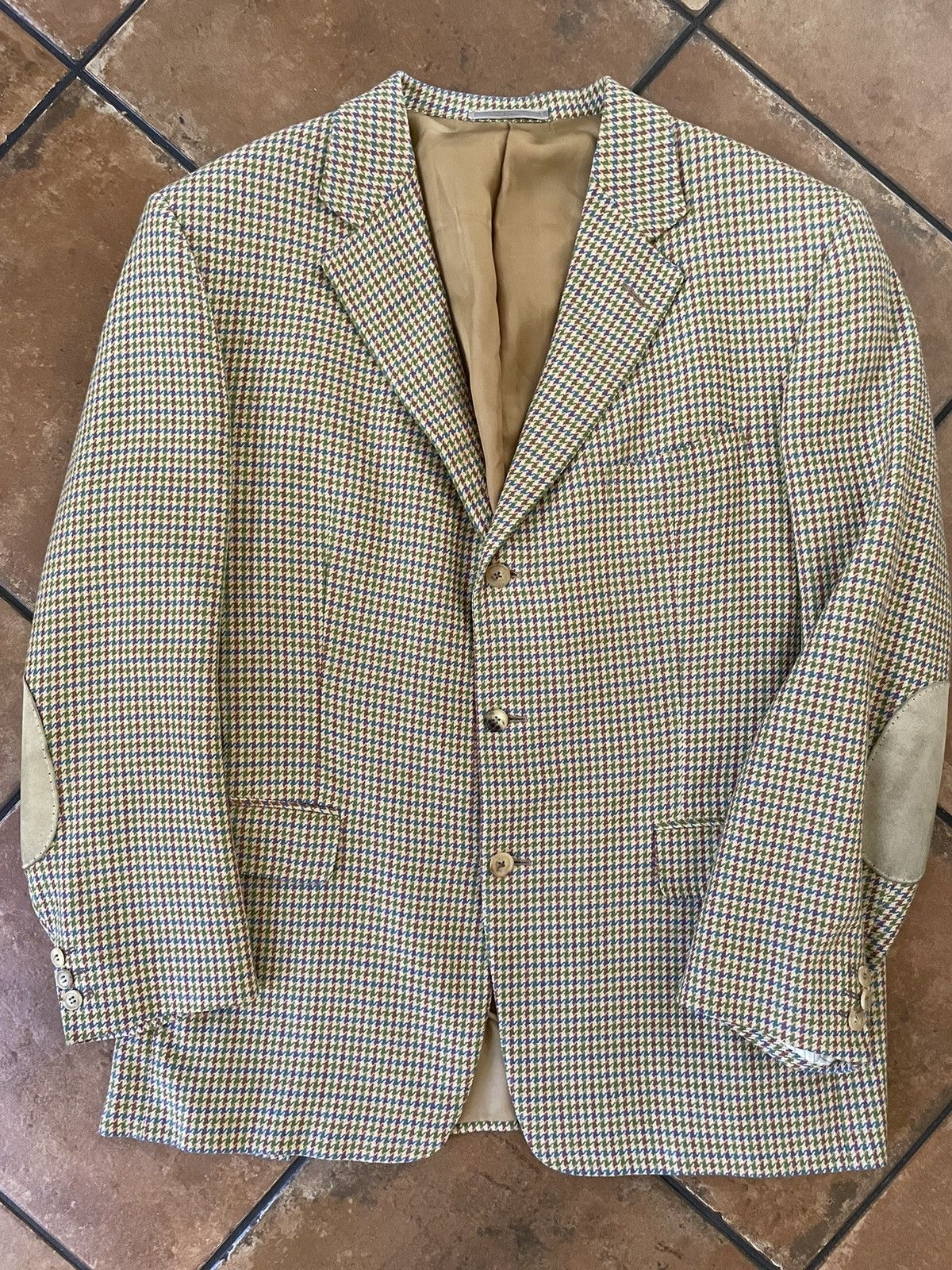 Elbow Patch Check Print Cashmere Sports Jacket