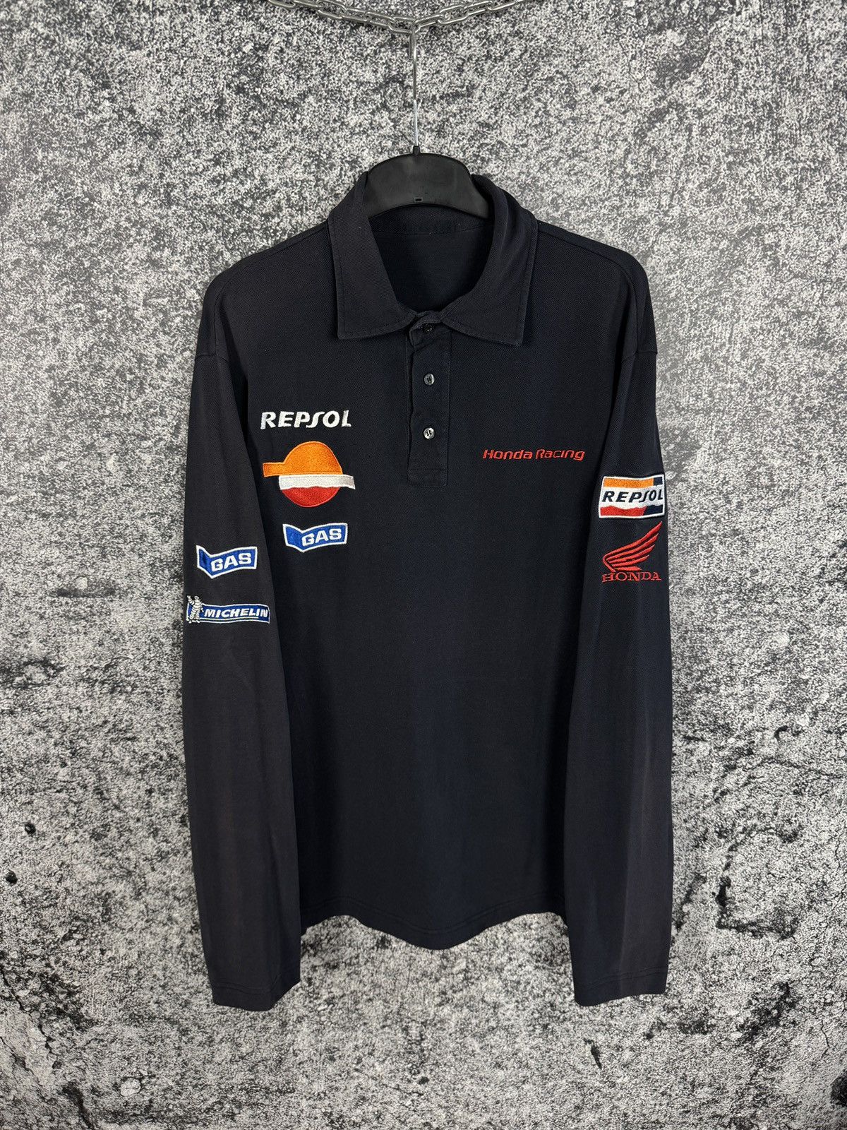 Honda Vintage Honda Racing Long Sleeve Polo Shirt Pepsol Gas Sz L Size US L / EU 52-54 / 3 - 1 Thumbnail