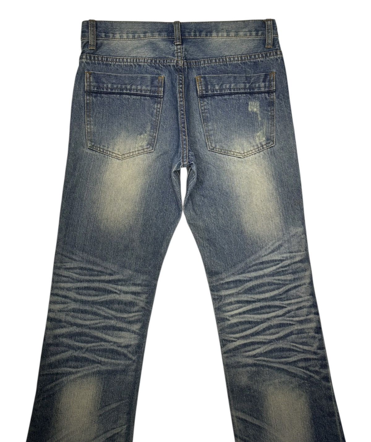 If Six Was Nine × Le Grande Bleu (L.G.B.) × Tornado Mart FLARE SLIM FIT INDECENT CLAWMARK DENIM JEANS Size US 31 - 6 Thumbnail