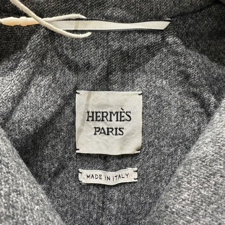 Hermes Hermes Black and Grey Belted Cashmere Hooded Coat Size XXS / US 00 / IT 34 - 3 Thumbnail
