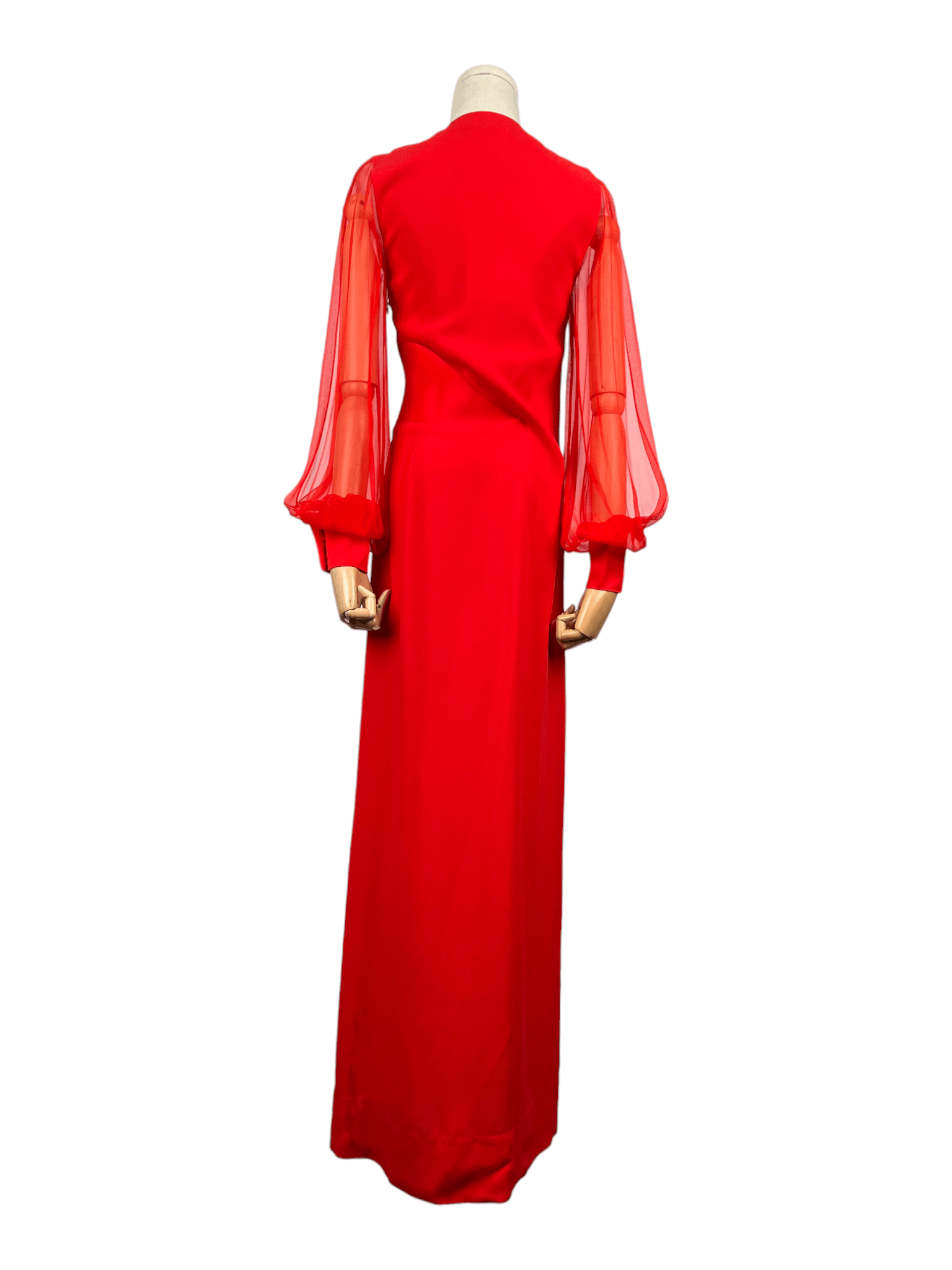 Valentino Lanvin Red Sheer And Open Long Sleeves Draped Long Dress Size XXS / US 00 / IT 34 - 2 Thumbnail