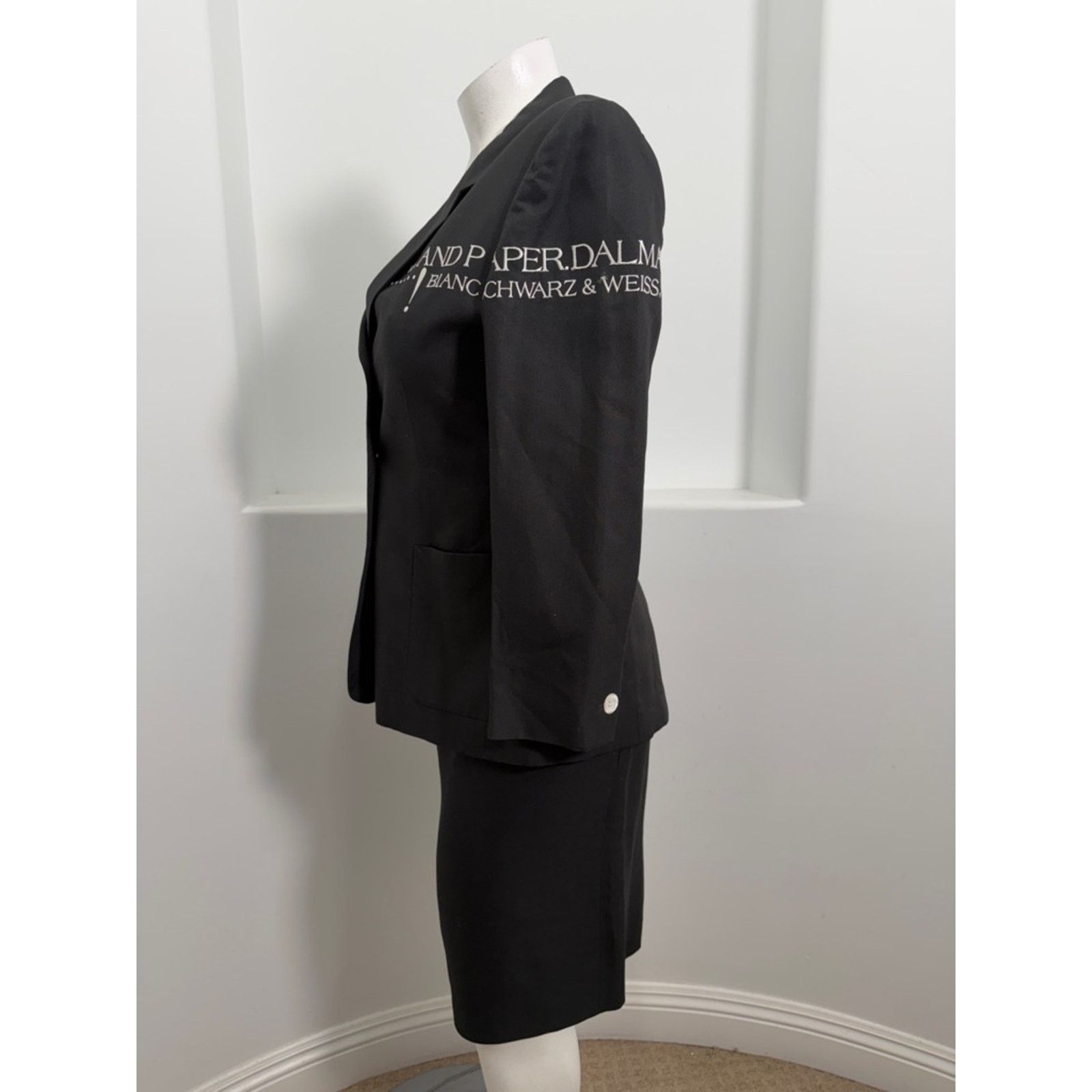 Laurel Laurel Black Blazer Skirt Suit Embroidered Graphic EU 42 Size XL / US 12-14 / IT 48-50 - 12 Thumbnail