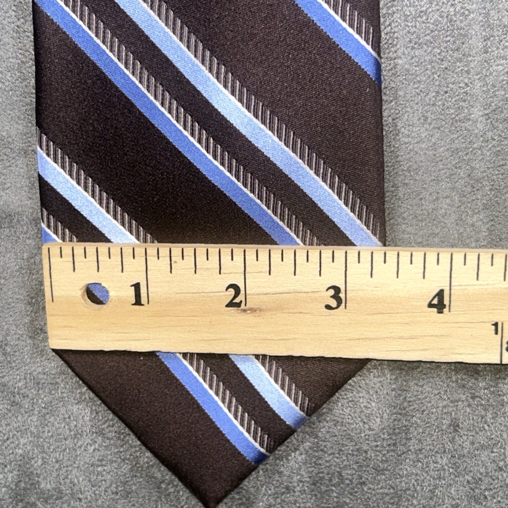 Michael Kors Michael Kors Silk Necktie Striped Repp Brown Blue 59 Inch Size ONE SIZE - 7 Thumbnail