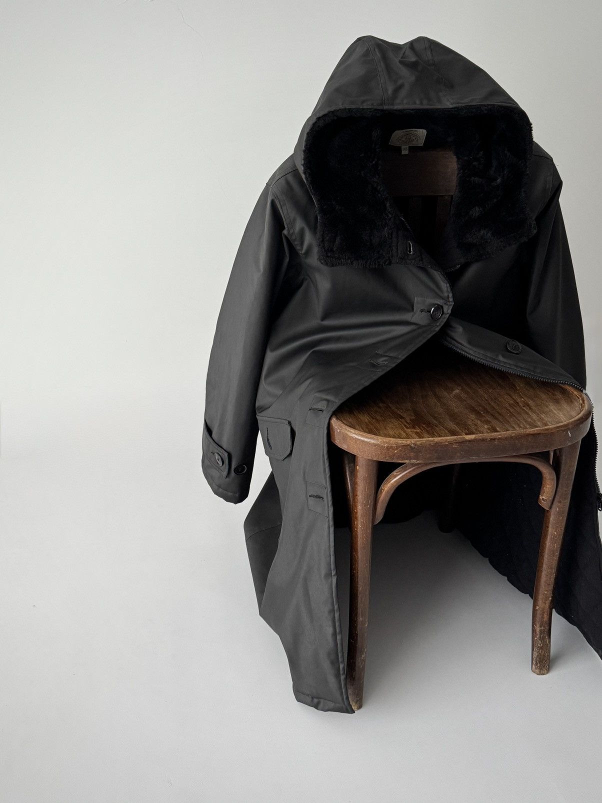Armani 1990s Vintage Armani Jeans Black PVC Parka Jacket Size US L / EU 52-54 / 3 - 5 Thumbnail