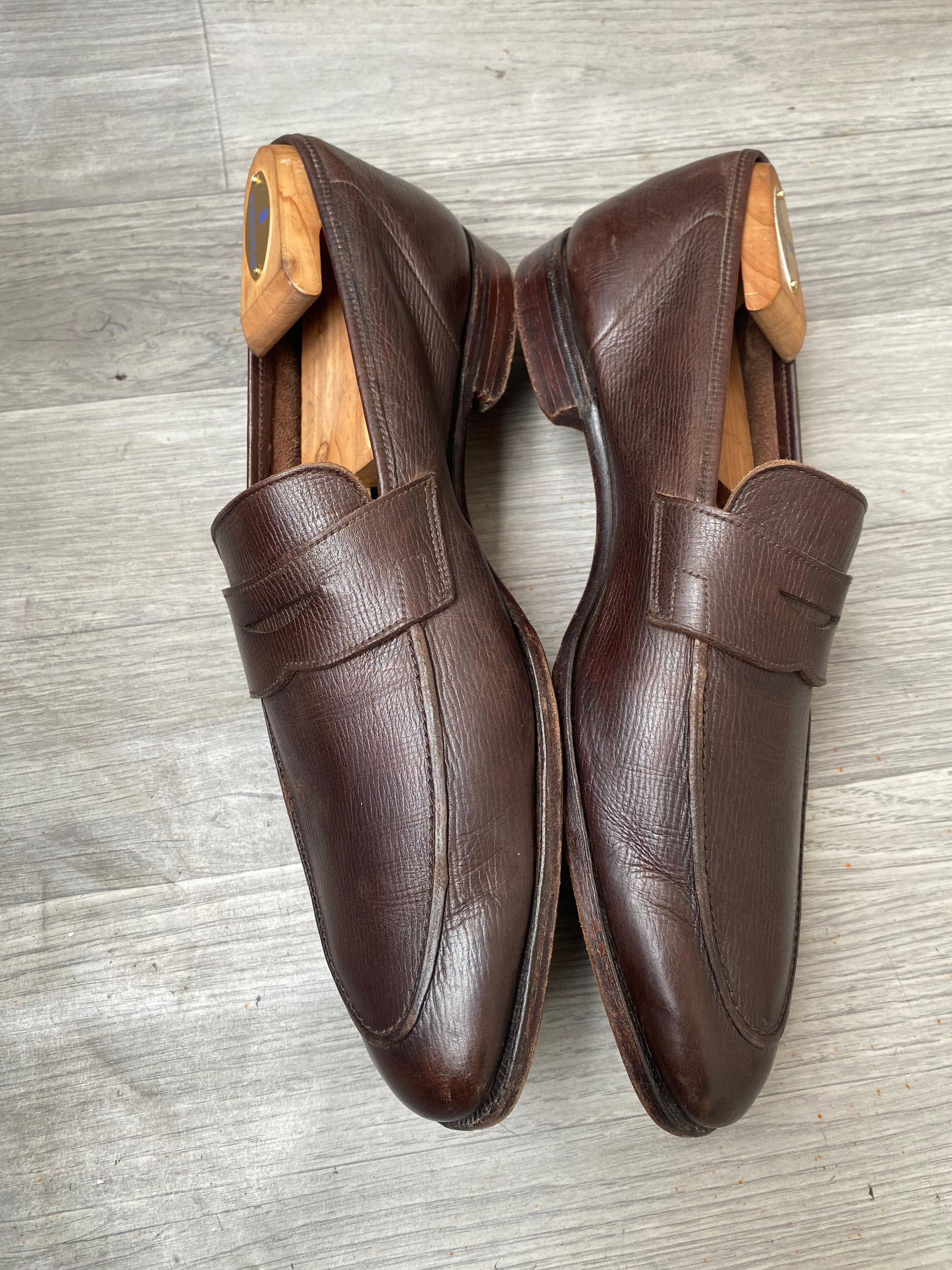 Crockett & Jones Crockett&Jones Brown Grain Leather Penny Loafers Sz US 10.5E Size US 10.5 / EU 43-44 - 5 Thumbnail