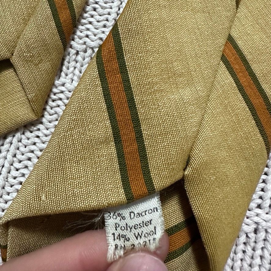 Vintage Vintage gold brown striped men's tie Size ONE SIZE - 3 Thumbnail