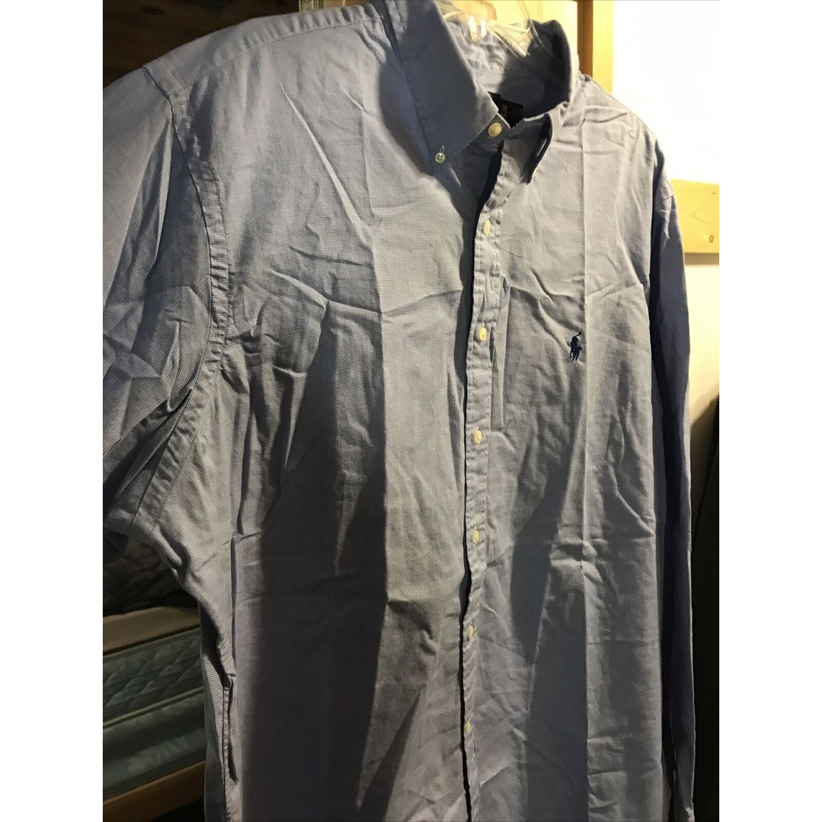 Ralph Lauren Ralph Lauren Vintage Men’s 18 46 Blue Check LS Cotton Shirt Size US XXL / EU 58 / 5 - 4 Thumbnail