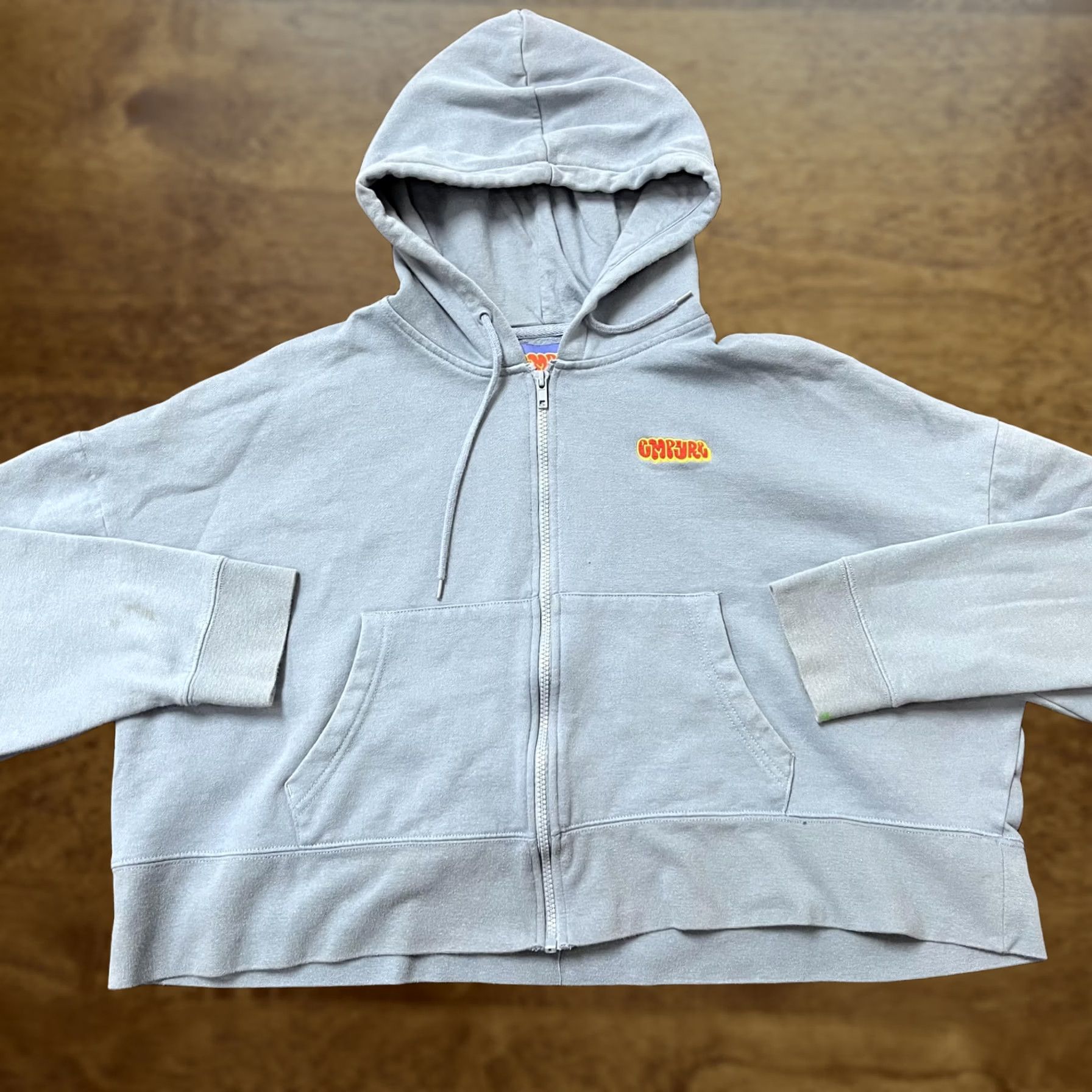 Empyre Empyre Hoodie Womens L Light Blue Full Zip Cropped Boxy Embroidered Logo Size L / US 10 / IT 46 - 1 Thumbnail
