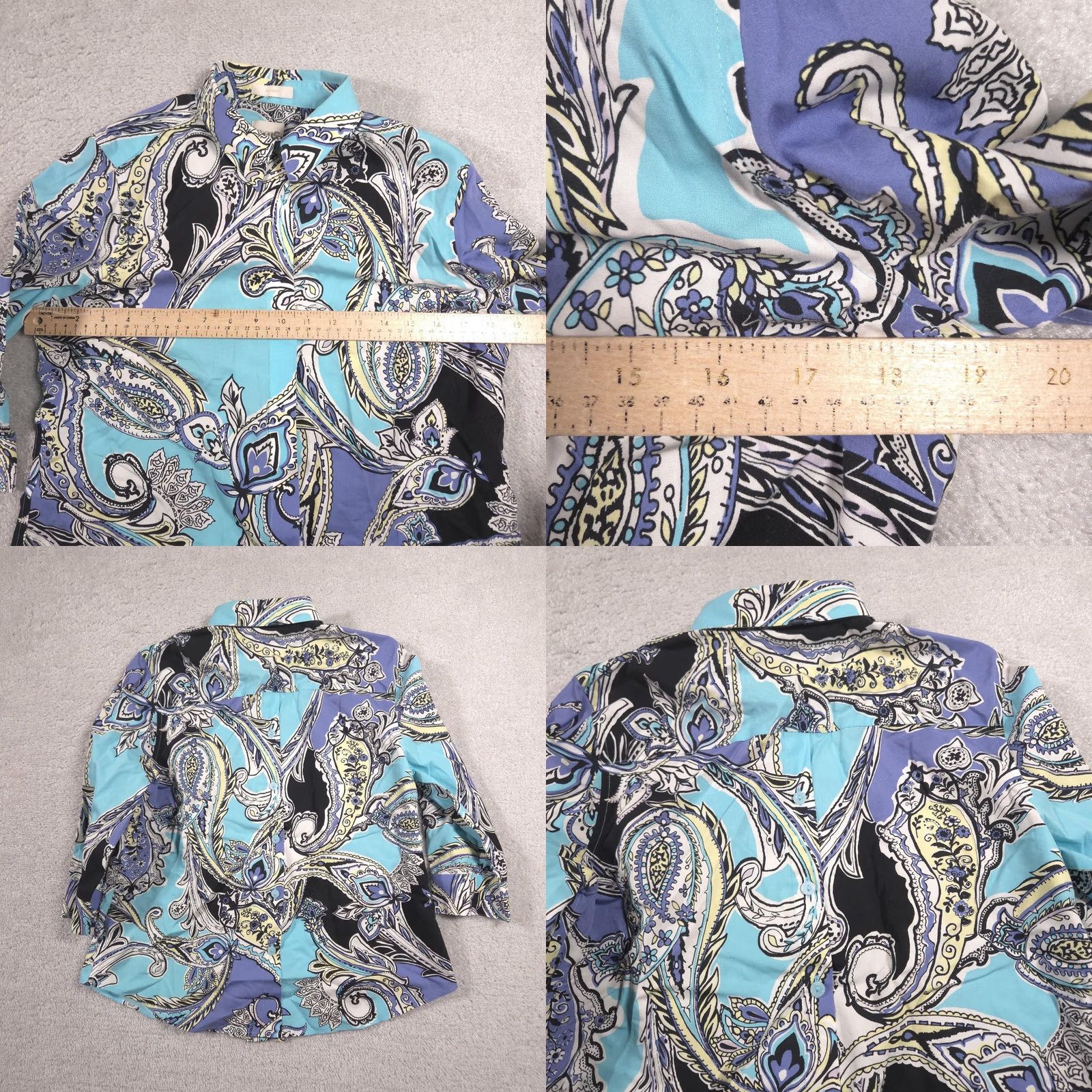 Vintage Chico's Shirt Womens Petite 0P Blue Paisley No Iron Button Front 3/4 Sleeve Top Size XS / US 0-2 / IT 36-38 - 8 Thumbnail